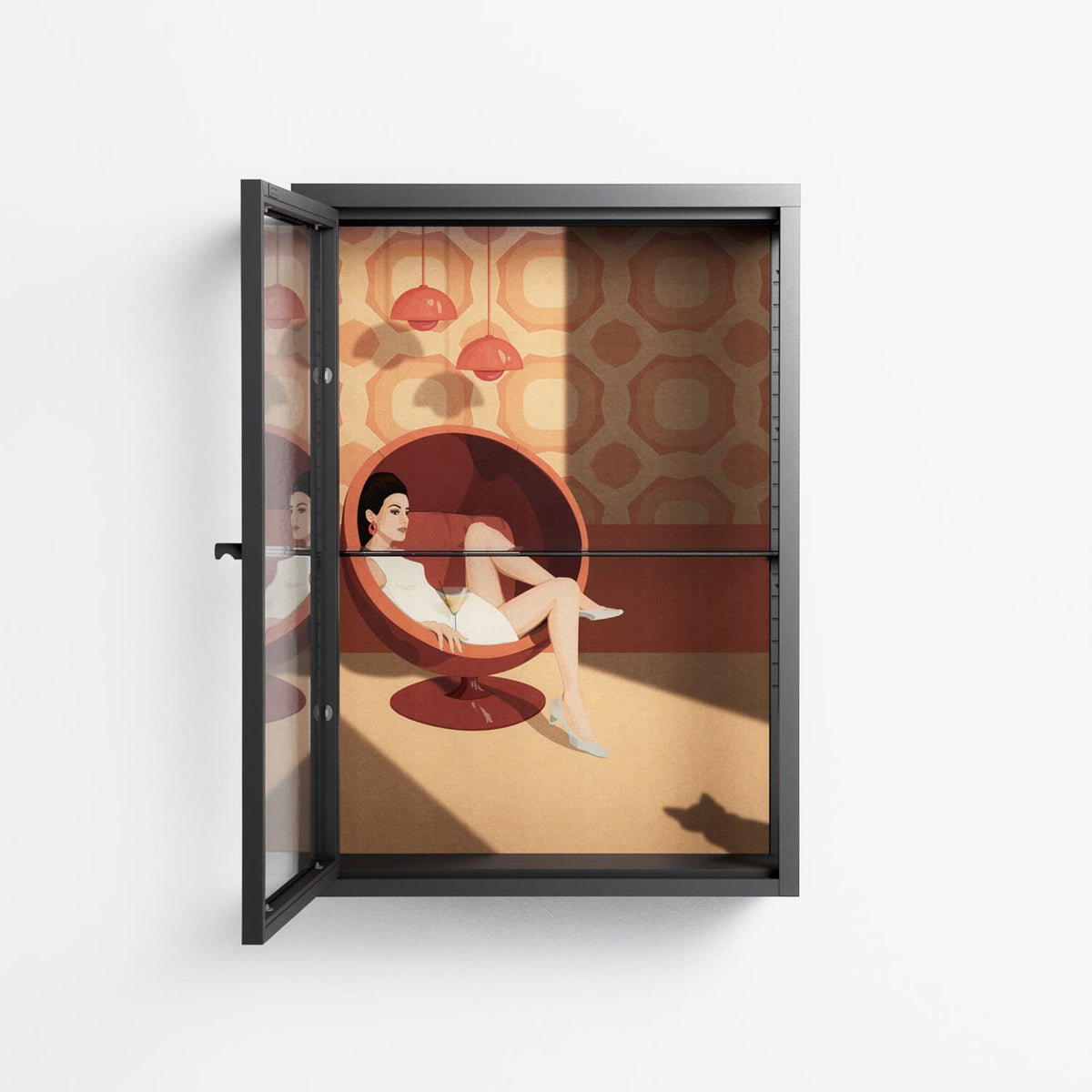 Women In Ballchair - Wall Cabinet - Kristin Eriksson - Antracite - Clear glass