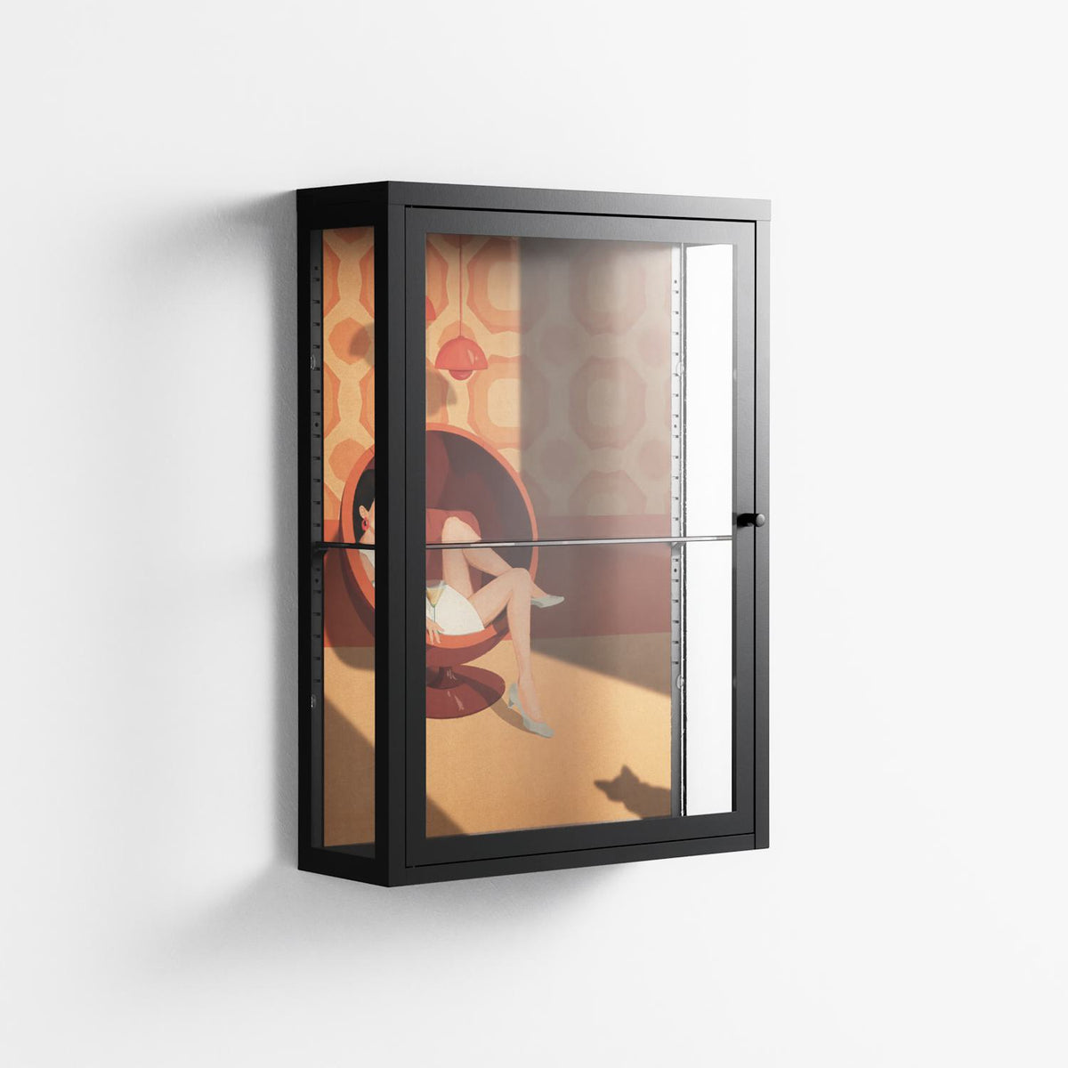 Women In Ballchair - Wall Cabinet - Kristin Eriksson - Antracite - Clear glass