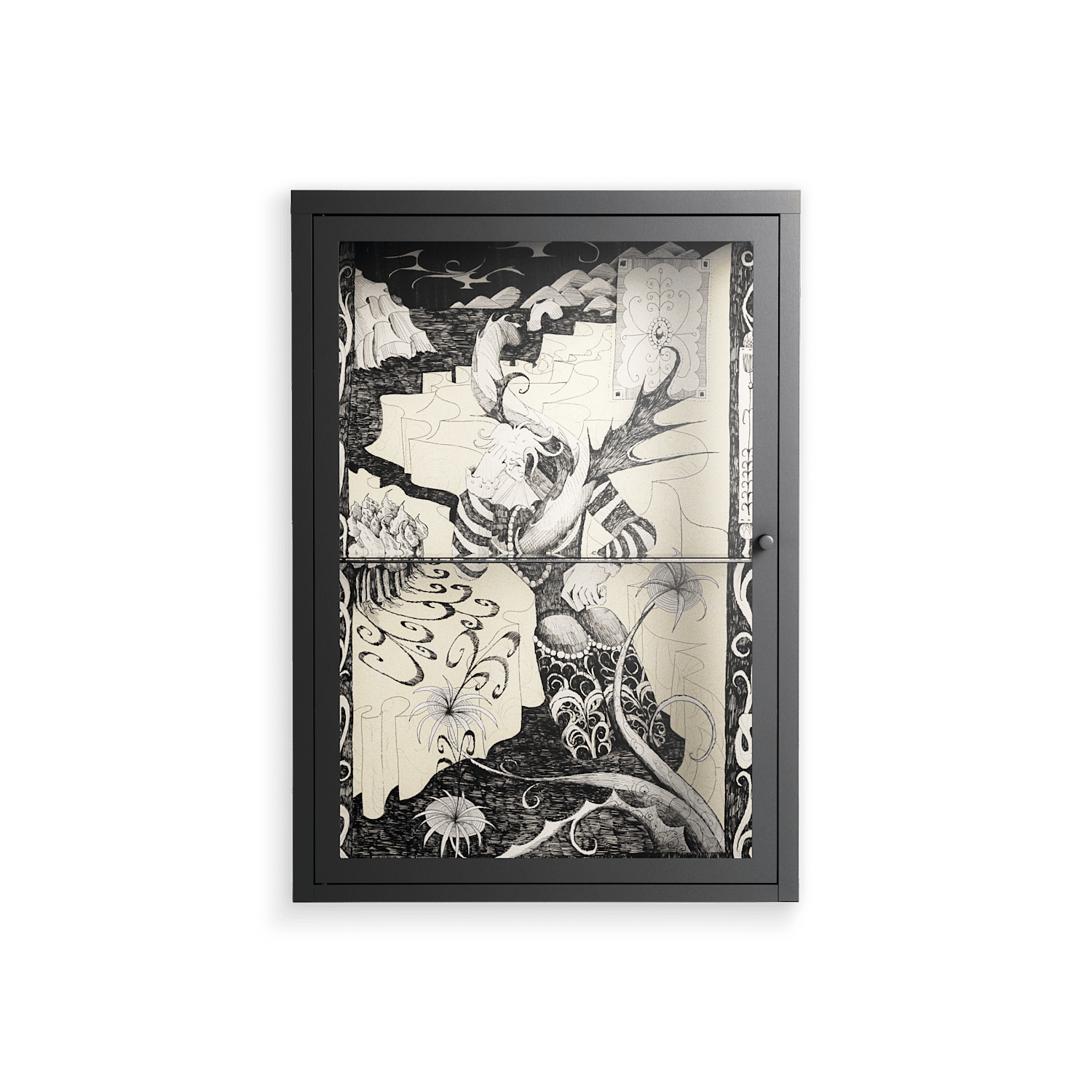 Oberon and Elgar - Wall Cabinet - Naia Escribano - Antracite - Clear glass