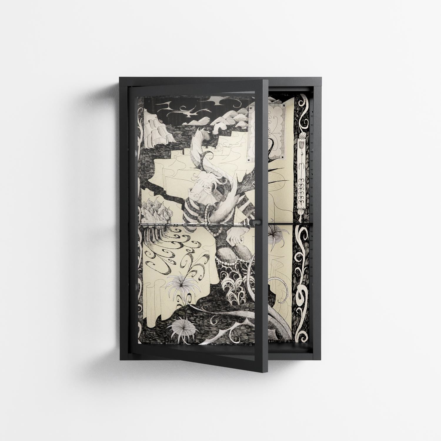 Oberon and Elgar - Wall Cabinet - Naia Escribano - Antracite - Clear glass