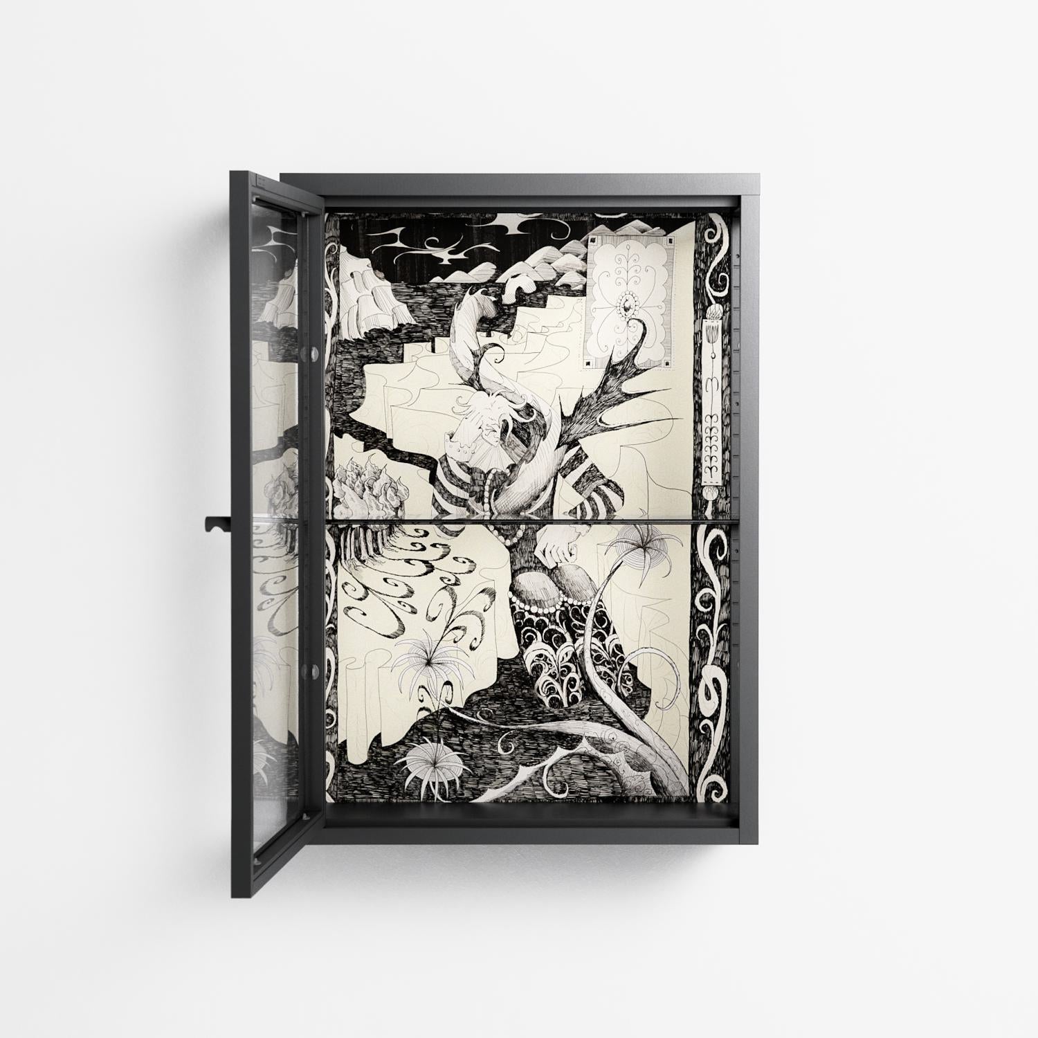 Oberon and Elgar - Wall Cabinet - Naia Escribano - Antracite - Clear glass