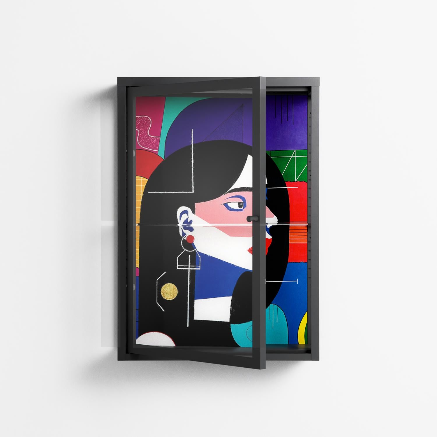 Chained To Perception - Wall Cabinet - Mathilda Kienast - Antracite - Clear glass