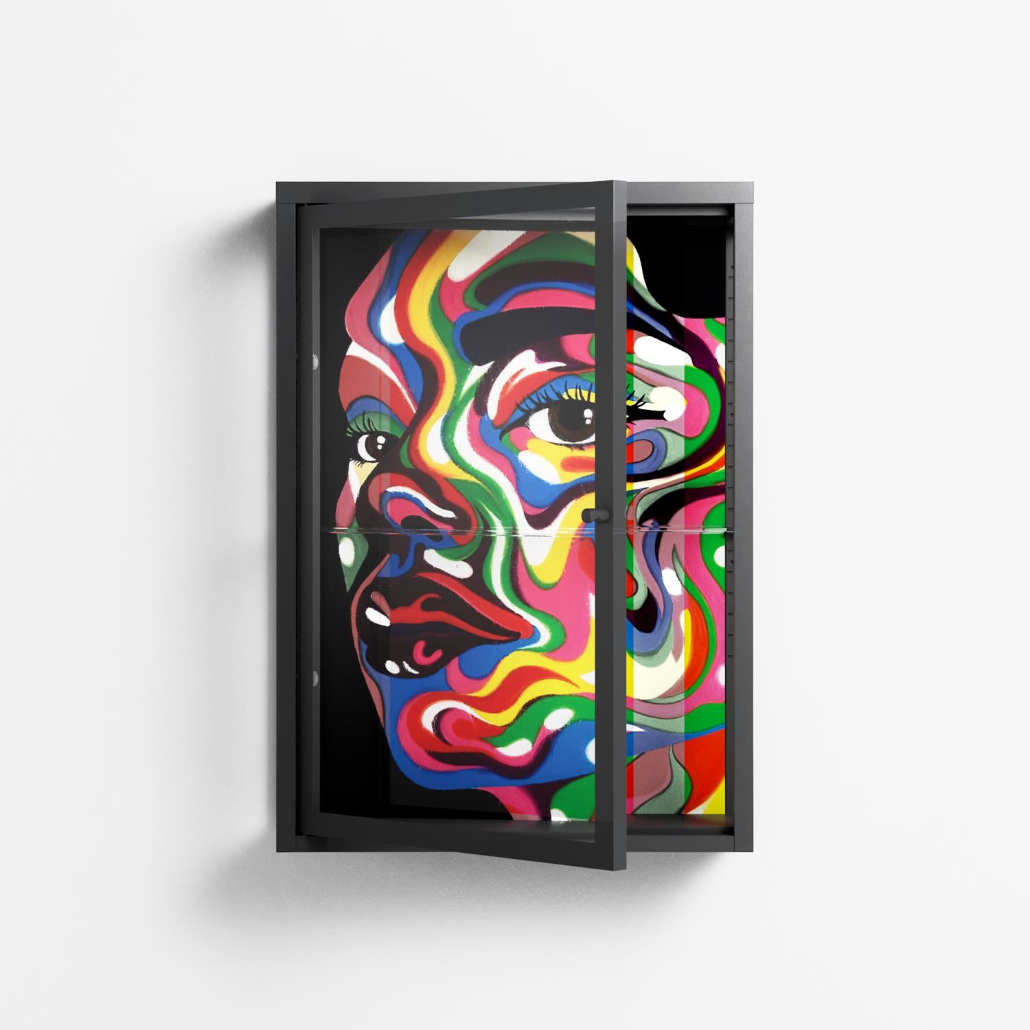 Orbiting Around Herself - Wall Cabinet - Mathilda Kienast - Antracite - Clear glass