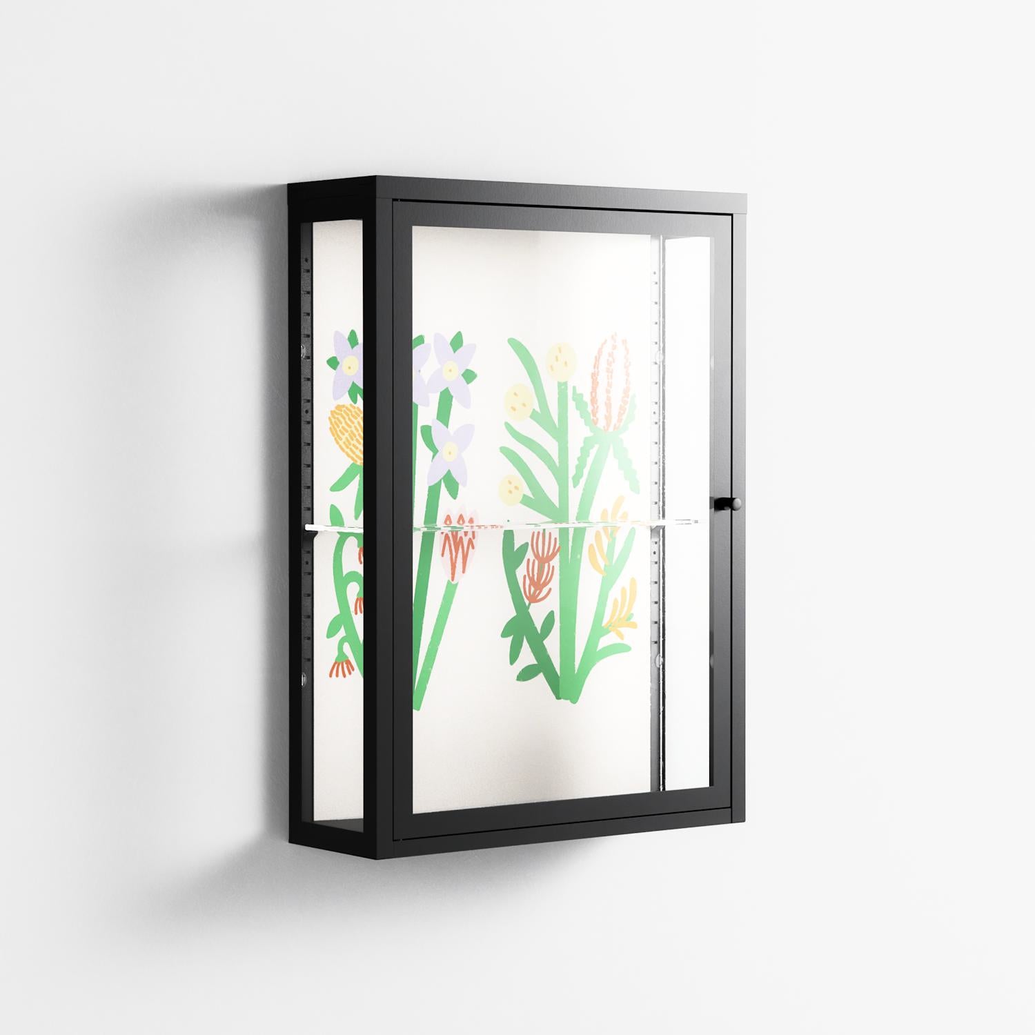 Bouquets Cream - Wall Cabinet - Lydia Greaves - Antracite - Clear glass