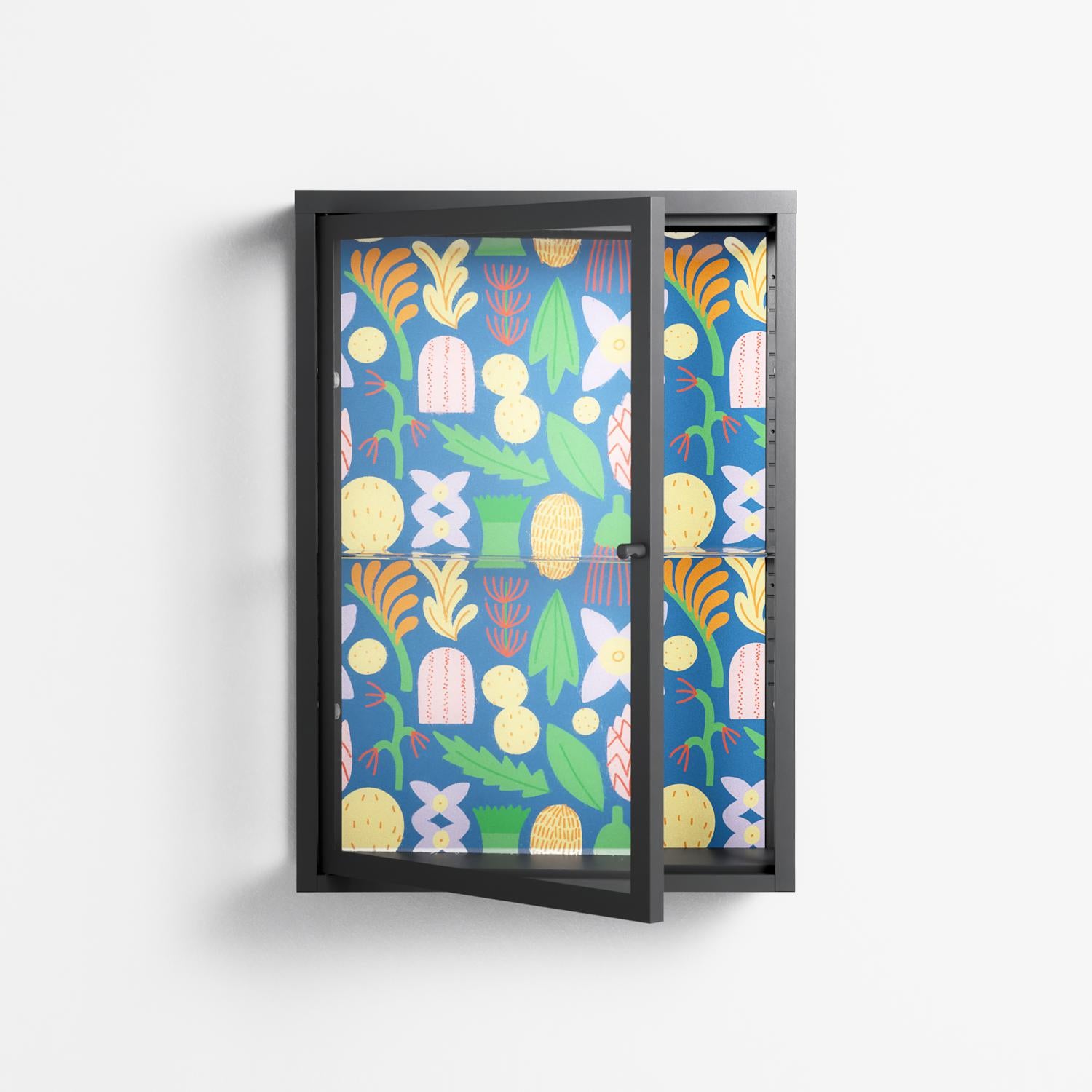 Shapes Blue - Wall Cabinet - Lydia Greaves - Antracite - Clear glass