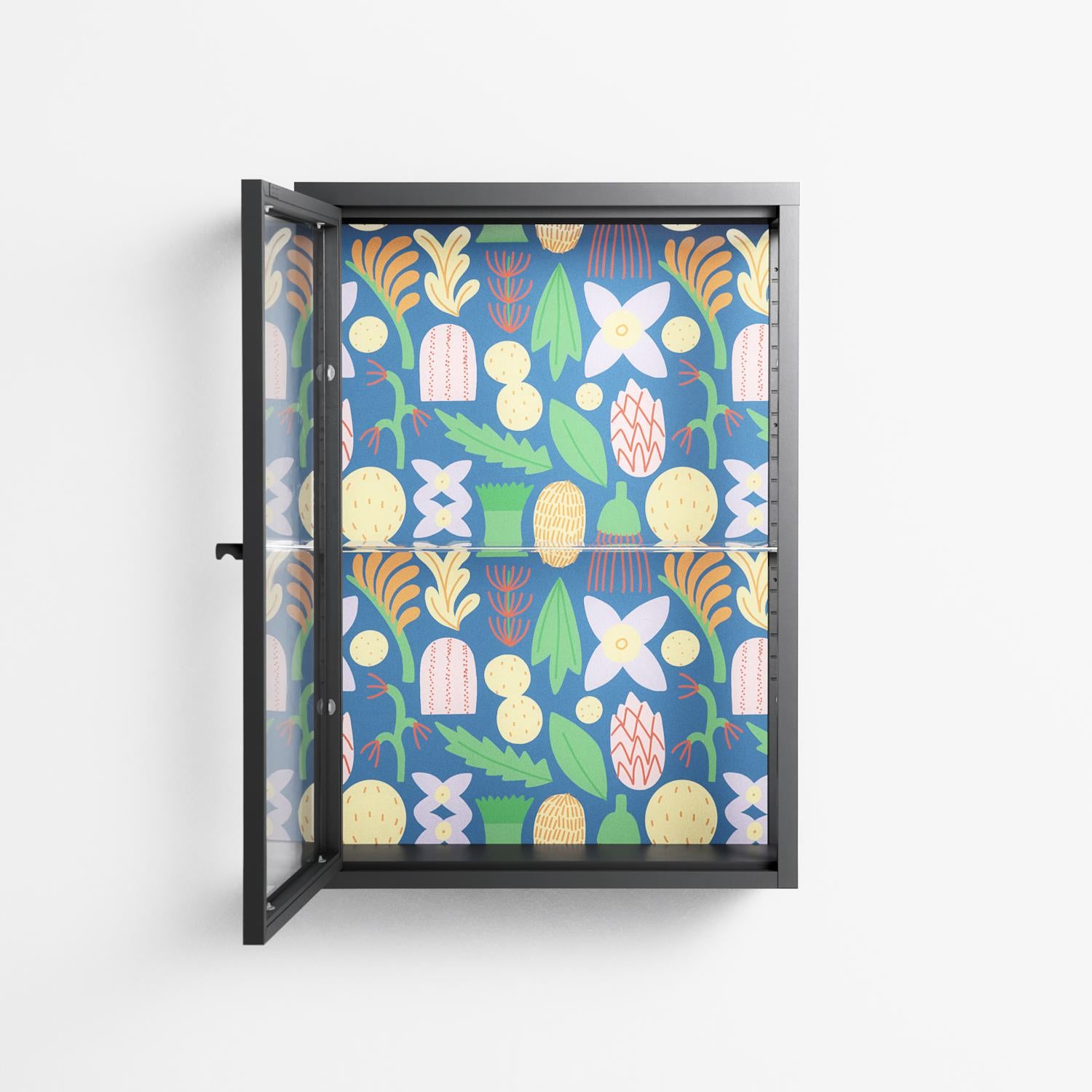 Shapes Blue - Wall Cabinet - Lydia Greaves - Antracite - Clear glass