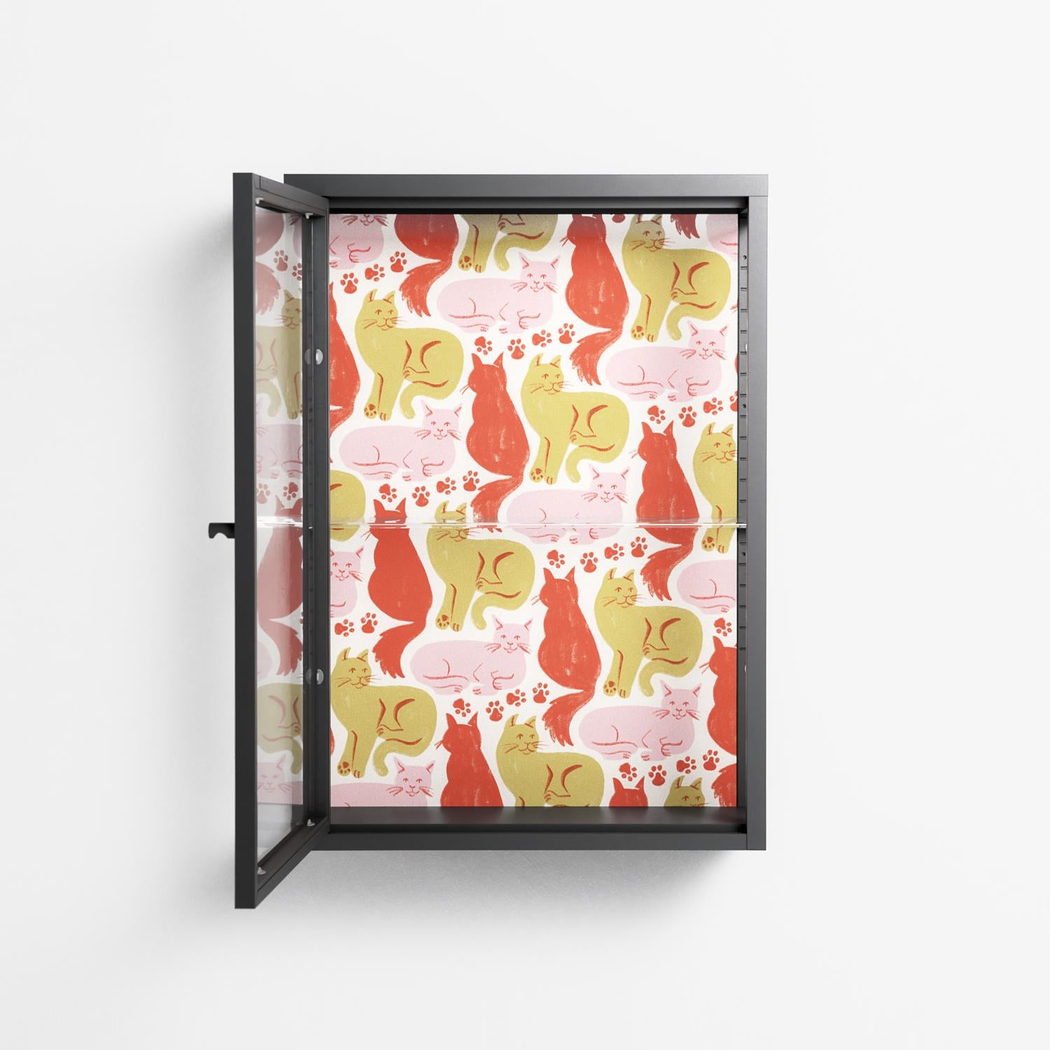 Cats - Wall Cabinet - Lydia Greaves - Antracite - Clear glass