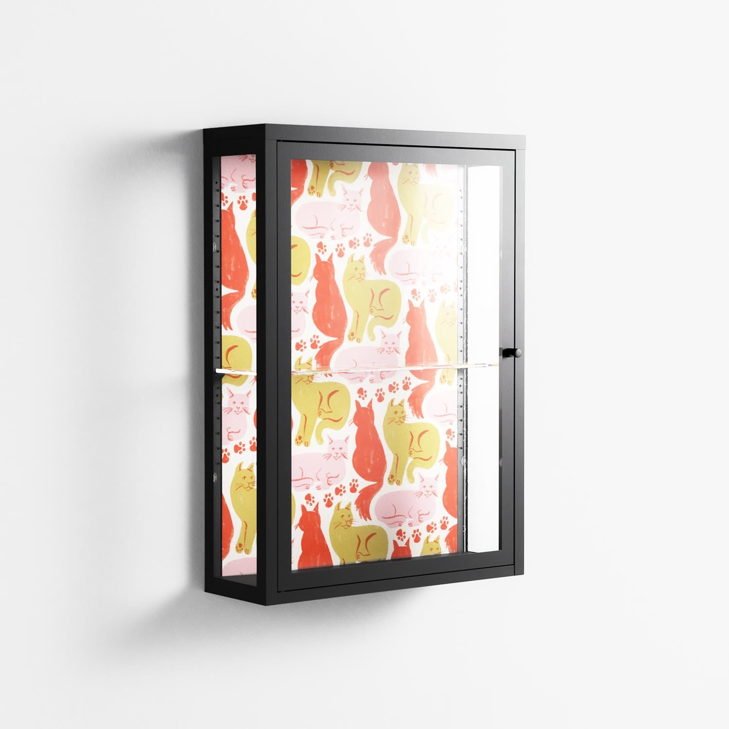 Cats - Wall Cabinet - Lydia Greaves - Antracite - Clear glass