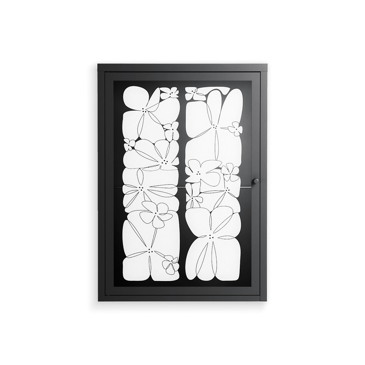 White Flowers - Wall Cabinet - Konrad Blaszczyk - Antracite - Overlay Glass