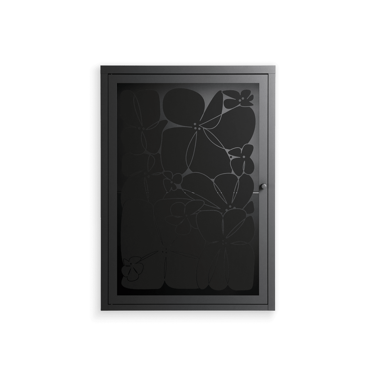 Black Flower - Wall Cabinet - Konrad Blaszczyk - Antracite - Overlay Glass