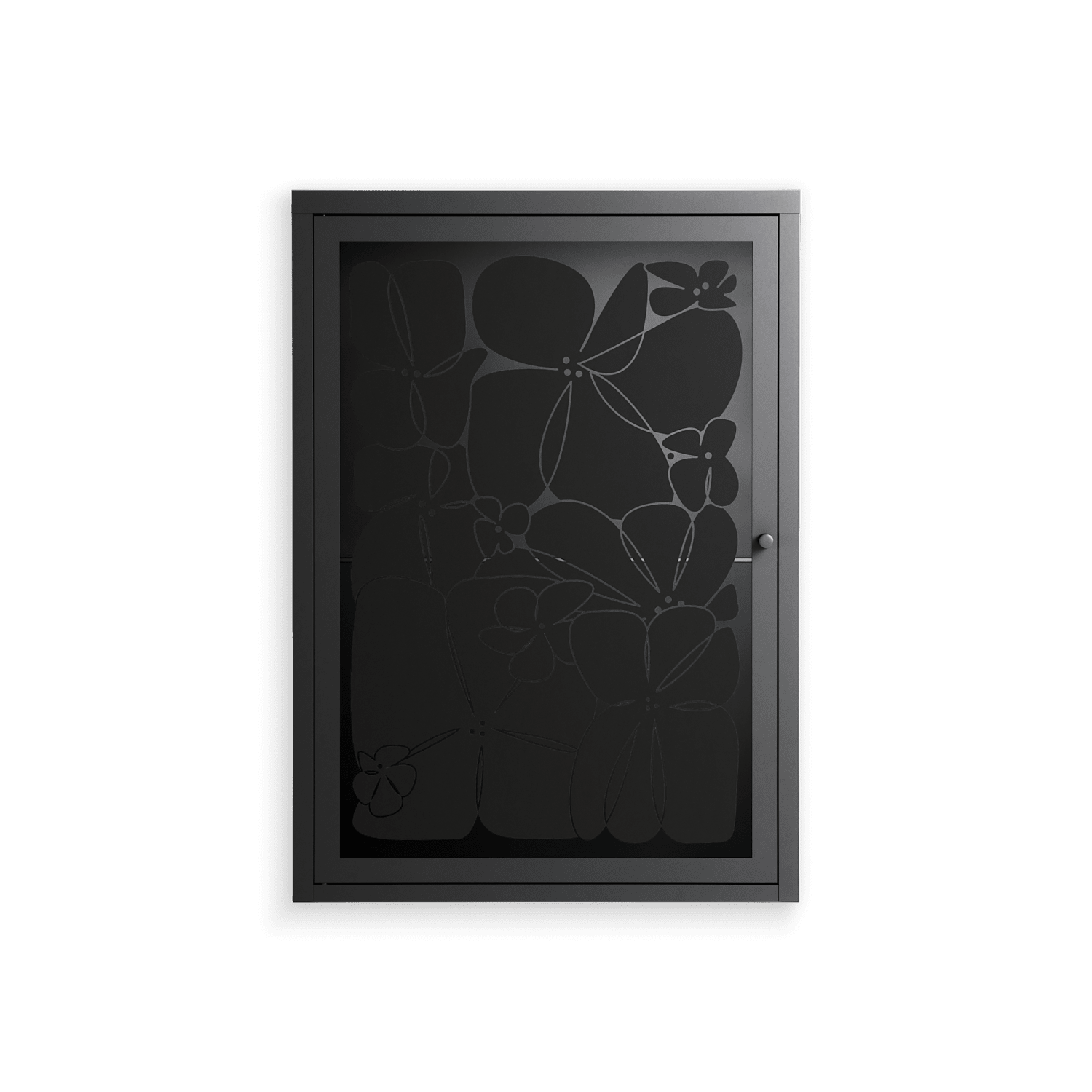 Black Flower - Wall Cabinet - Konrad Blaszczyk - Antracite - Overlay Glass