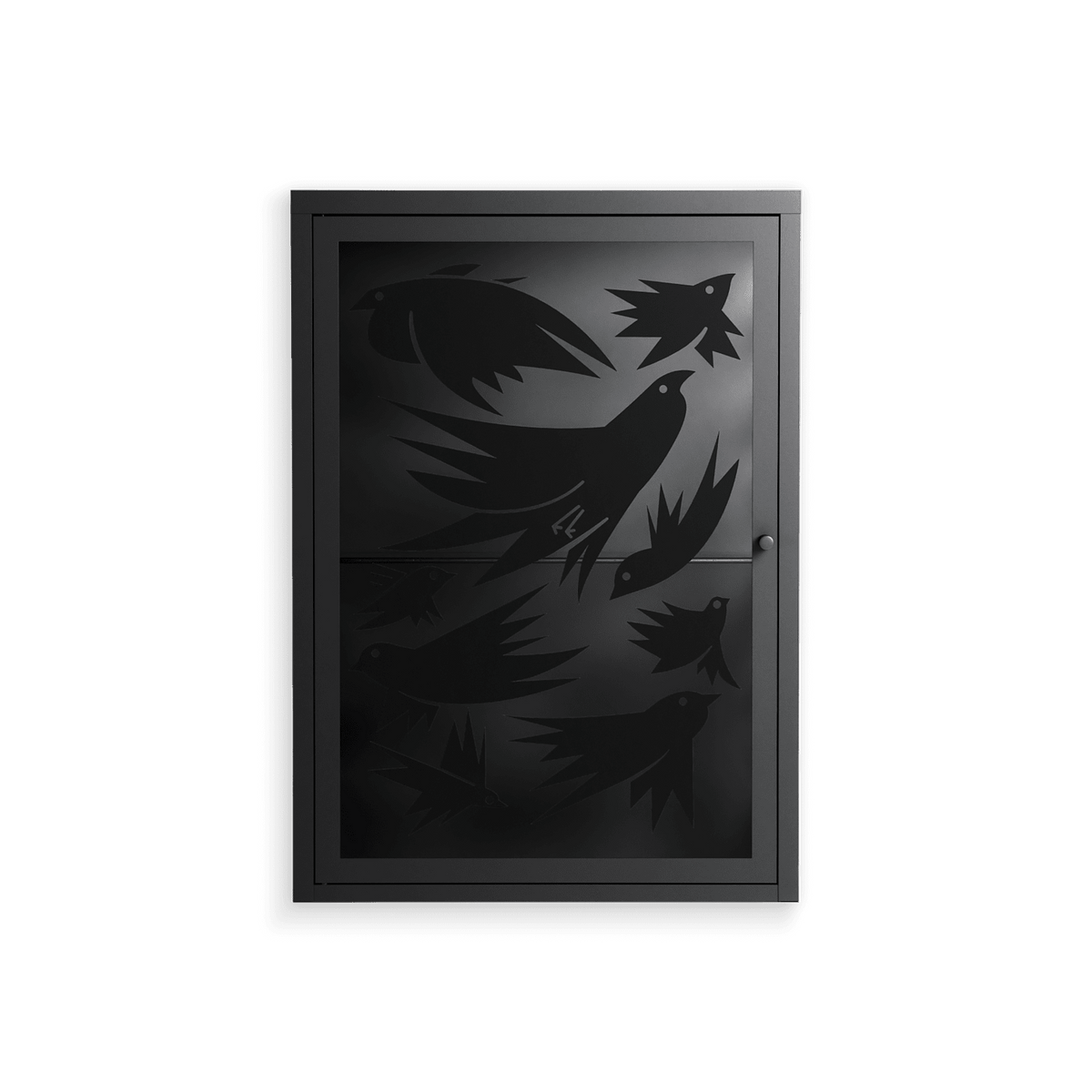 Black Birds - Wall Cabinet - Konrad Blaszczyk - Antracite - Overlay Glass
