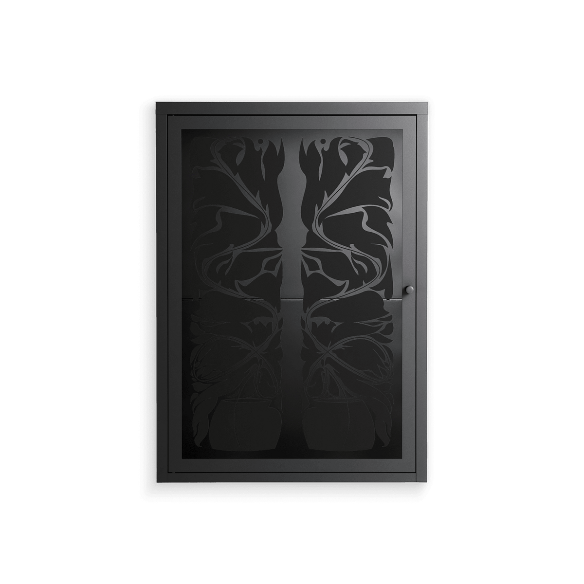 Black Potted Plant - Wall Cabinet - Konrad Blaszczyk - Antracite - Overlay Glass