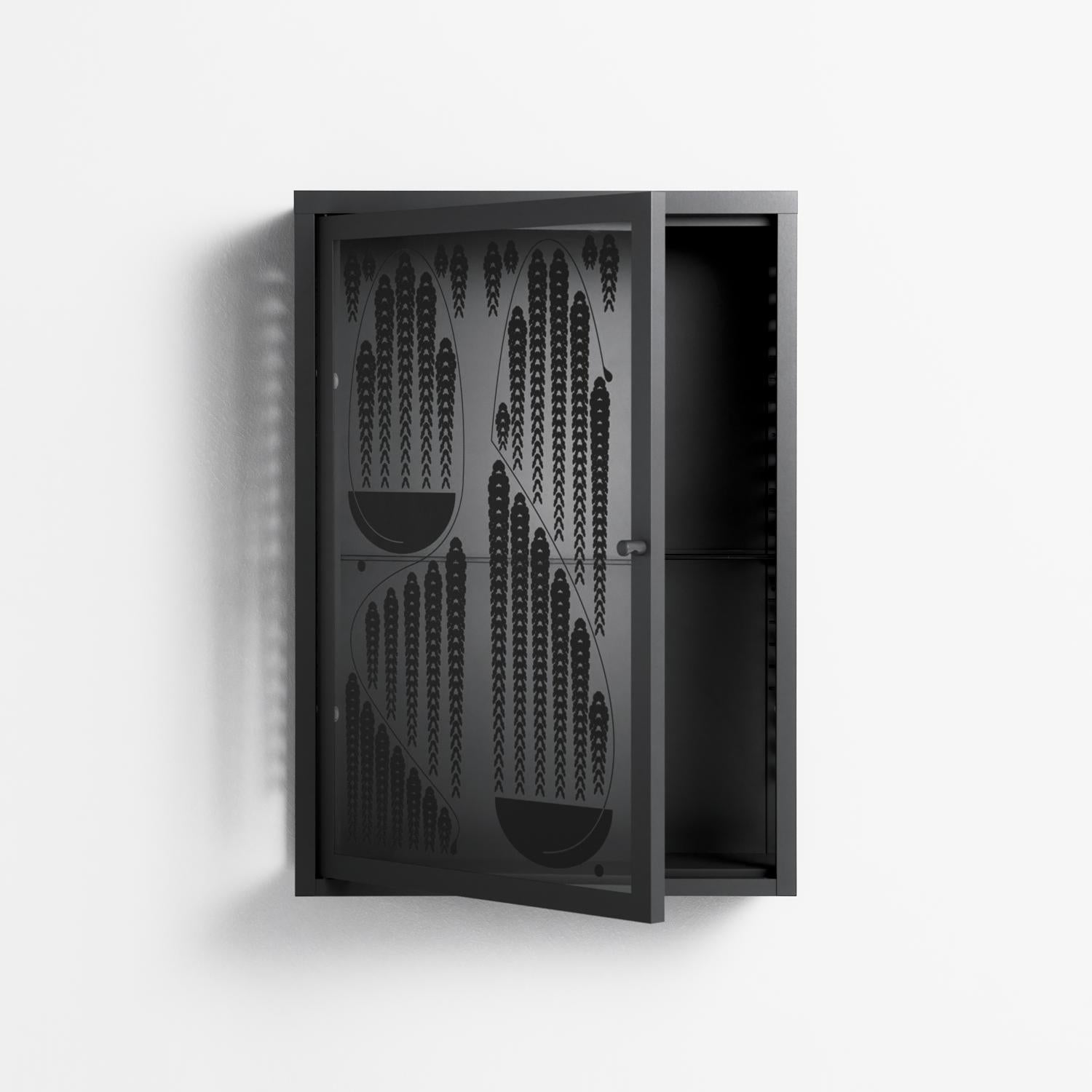 Black Fern - Wall Cabinet - Konrad Blaszczyk - Antracite - Overlay Glass