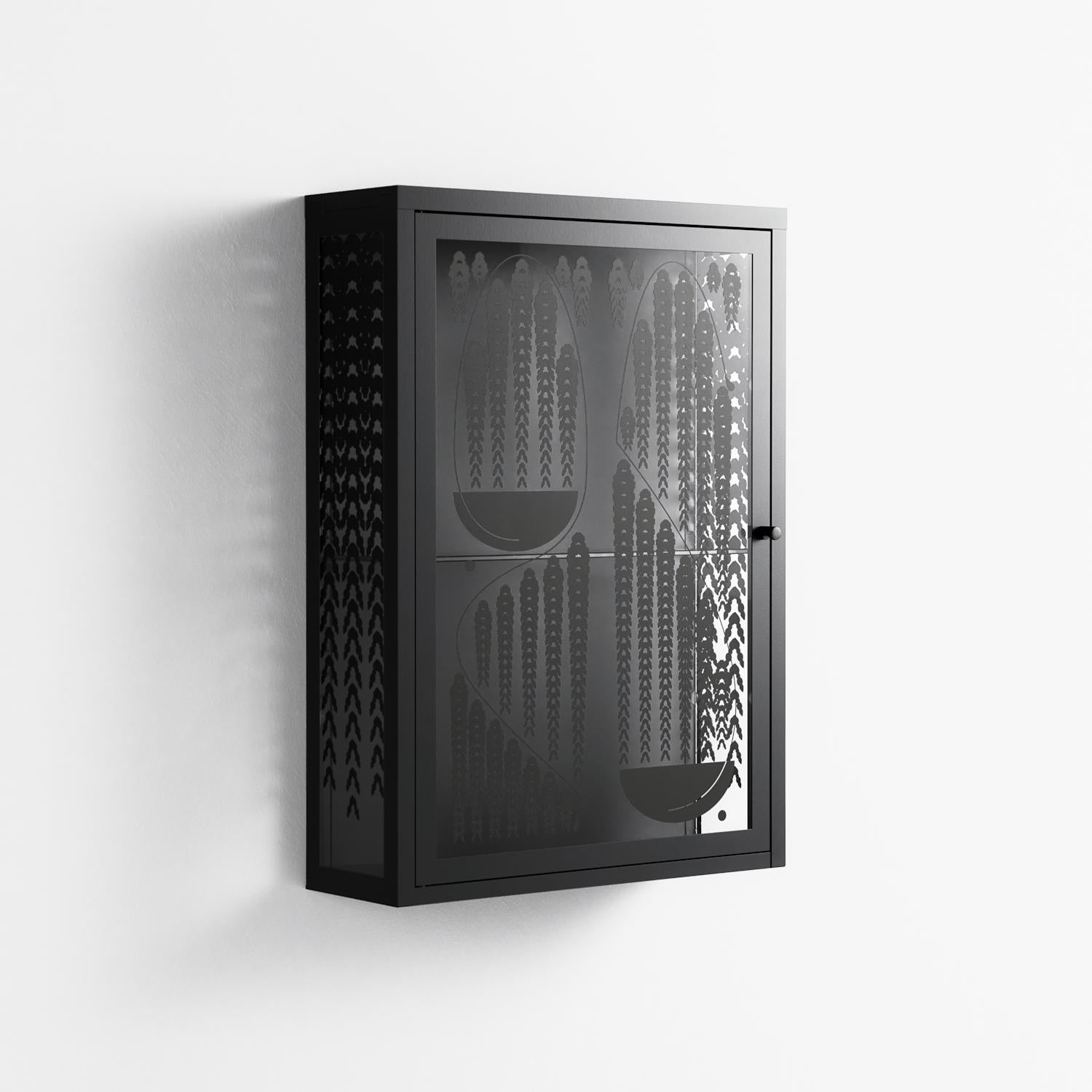 Black Fern - Wall Cabinet - Konrad Blaszczyk - Antracite - Overlay Glass