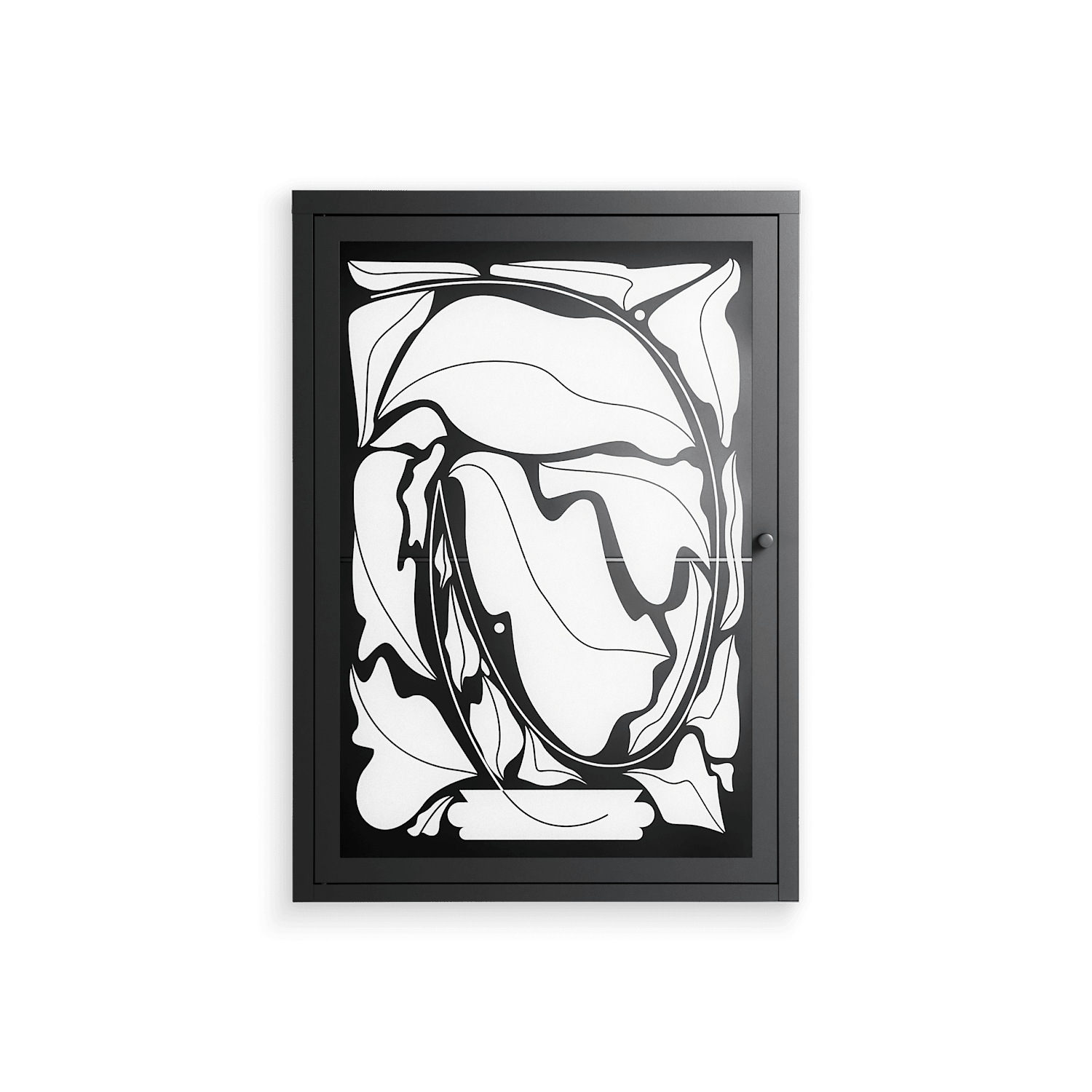 White Potted Plant - Wall Cabinet - Konrad Blaszczyk - Antracite - Overlay Glass