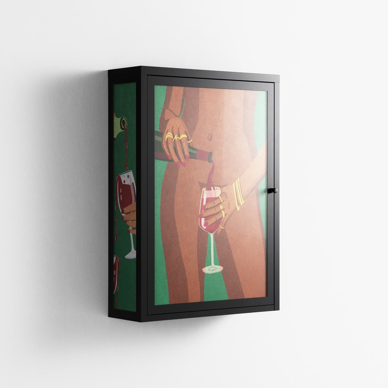 Wine And Me - Wall Cabinet - Raissa Oltmanns - Antracite - Overlay Glass
