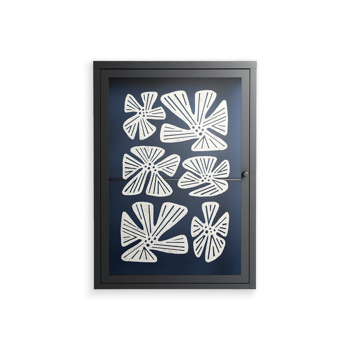 Blue Flower - Wall Cabinet - Magdalena Marchocka - Antracite - Overlay Glass