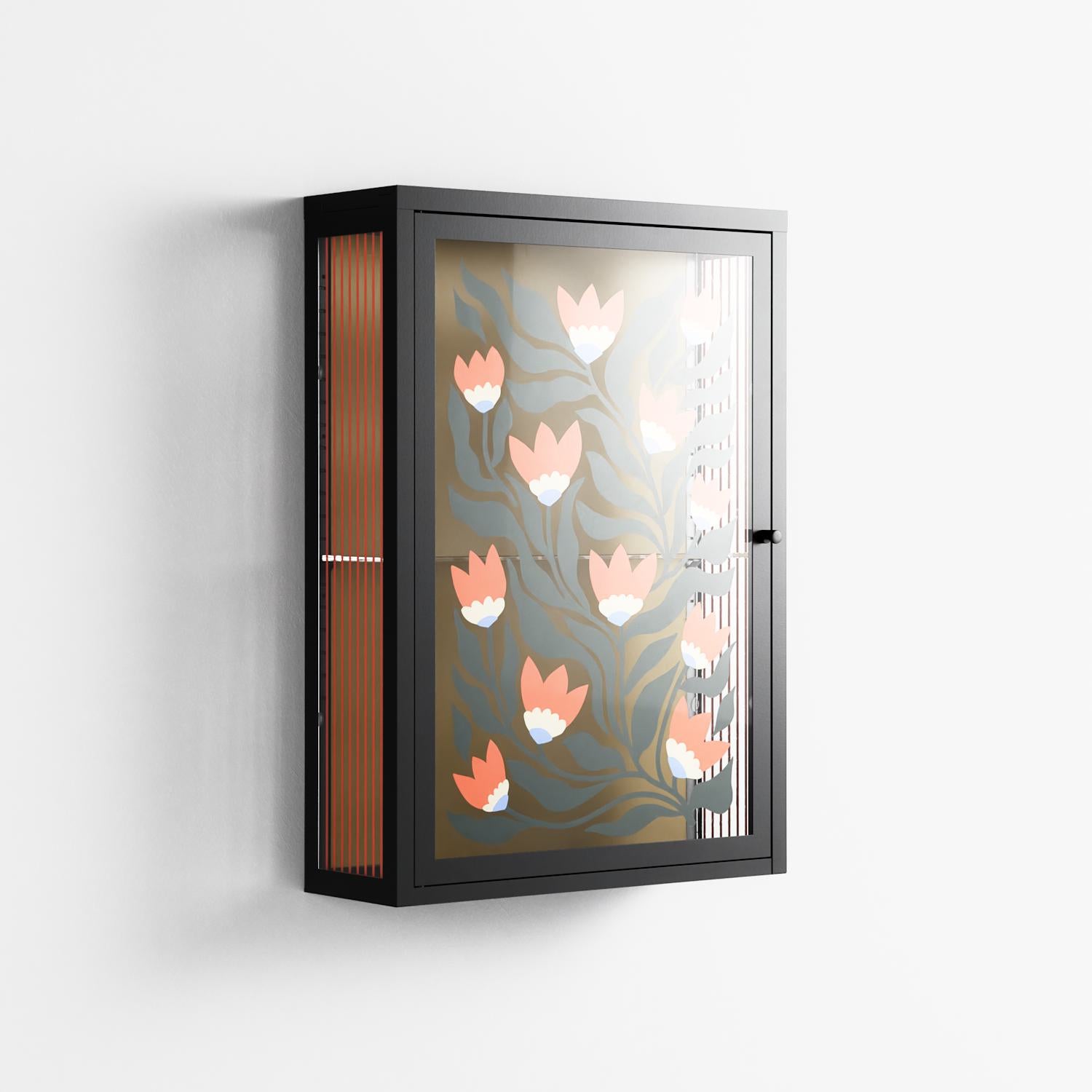 Blooming Folk Garden - Wall Cabinet - Sandra Hutter - Antracite - Overlay Glass