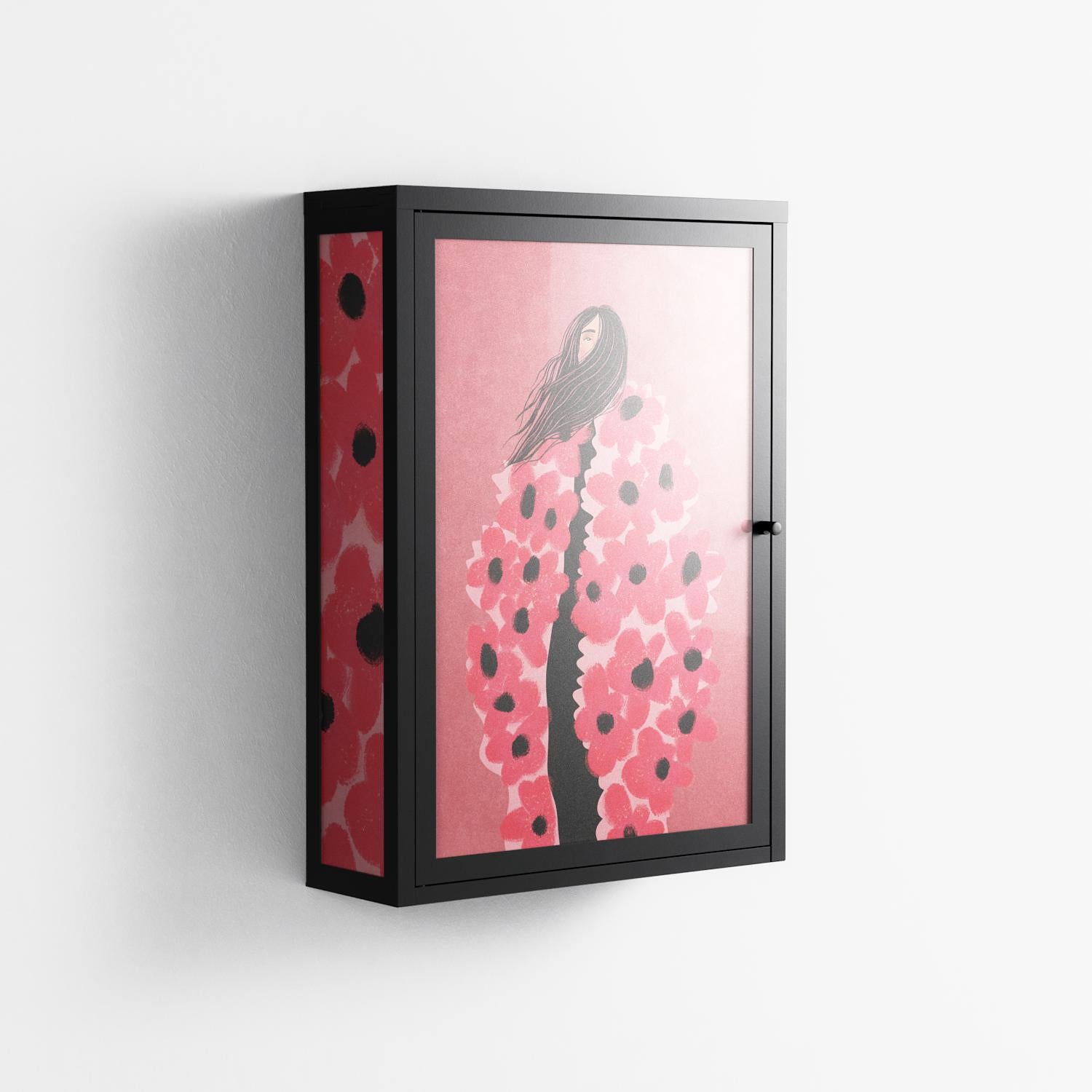 Covered in Flowers - Wall Cabinet - Raissa Oltmanns - Antracite - Overlay Glass