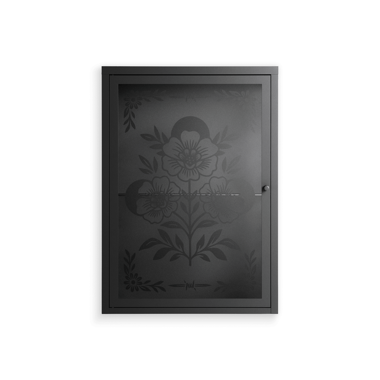 Barbed Bloom - Wall Cabinet - Daphna Sebbane - Antracite - Overlay Glass