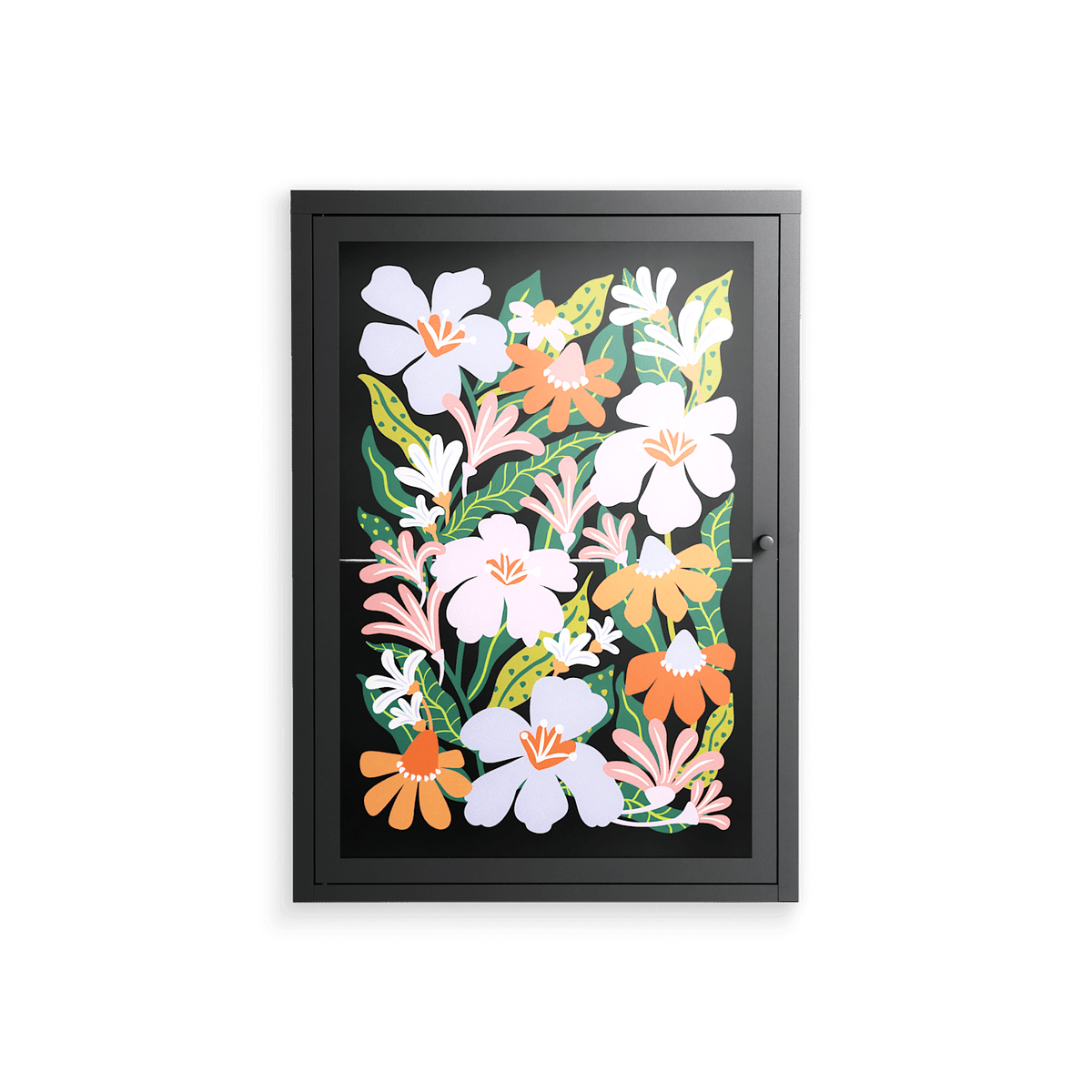 Floral Delight - Wall Cabinet - Sandra Hutter - Antracite - Overlay Glass