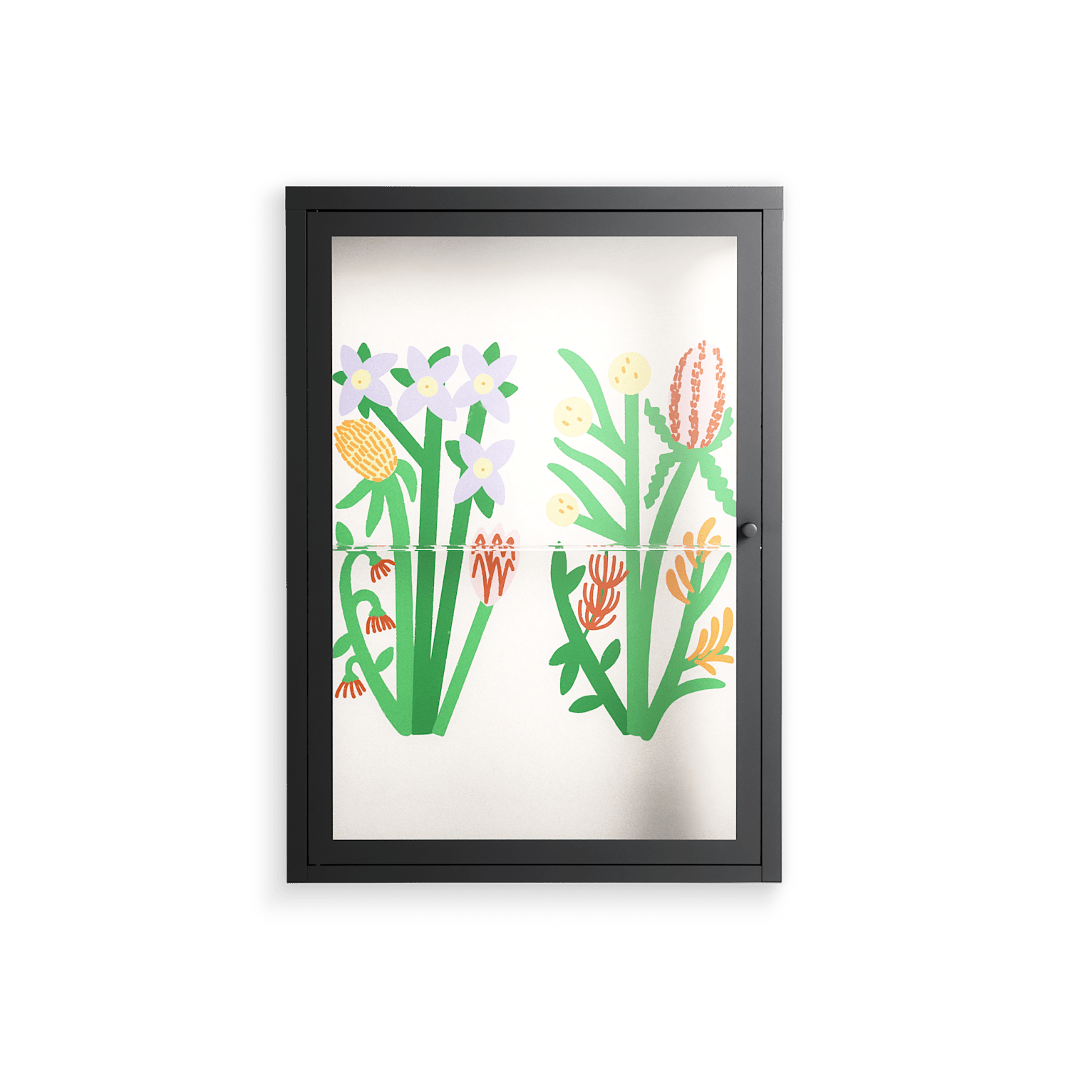 Bouquets Cream - Wall Cabinet - Lydia Greaves - Antracite - Clear glass