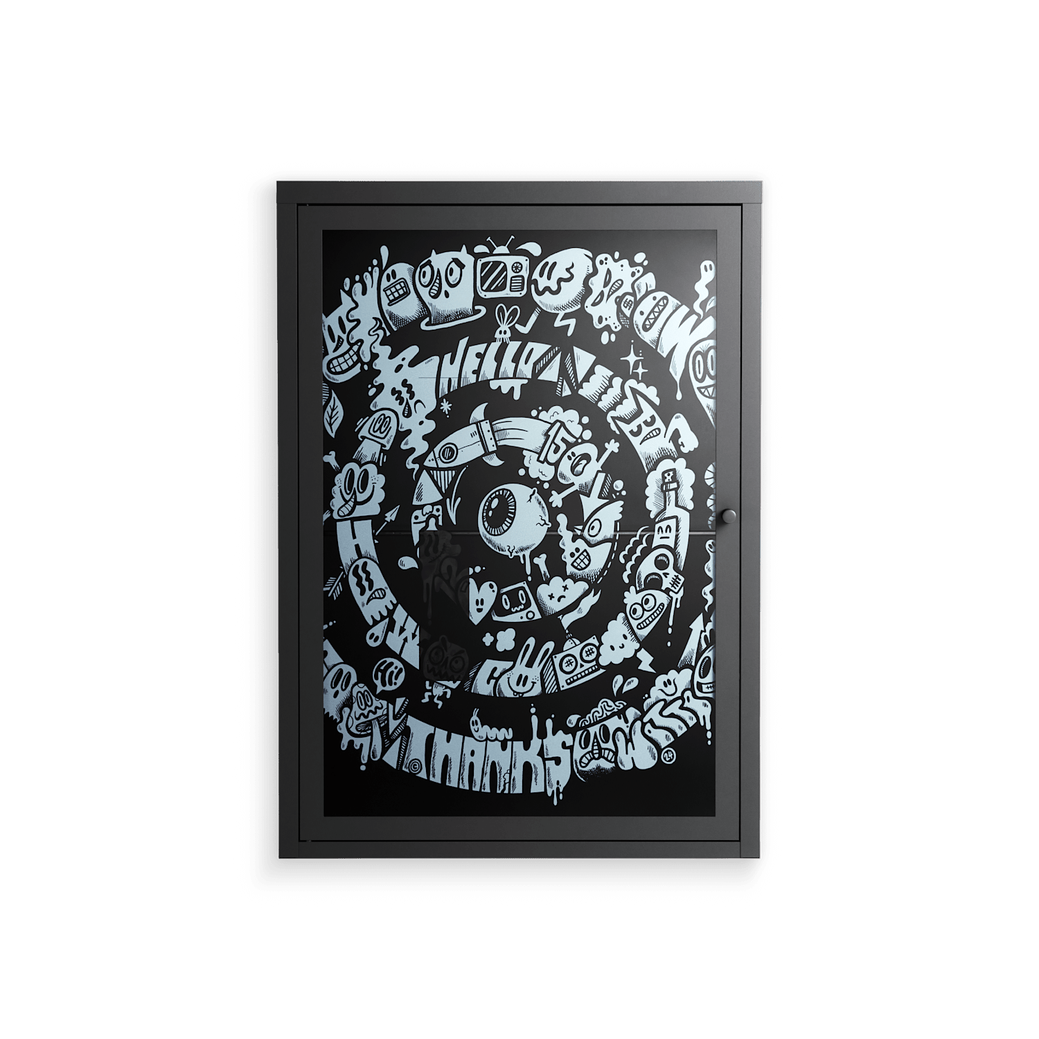The Circles Of My Mind - Wall Cabinet - Craig Watkins - Antracite - Overlay Glass