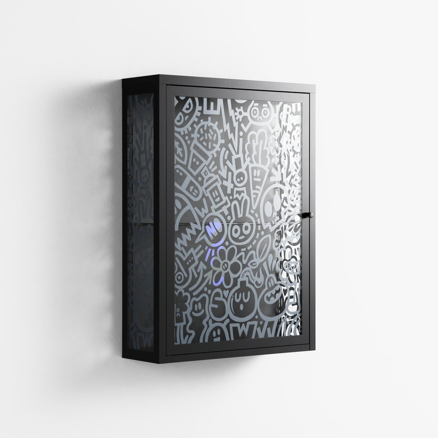 Thick Lines Good Times - Wall Cabinet - Craig Watkins - Antracite - Overlay Glass