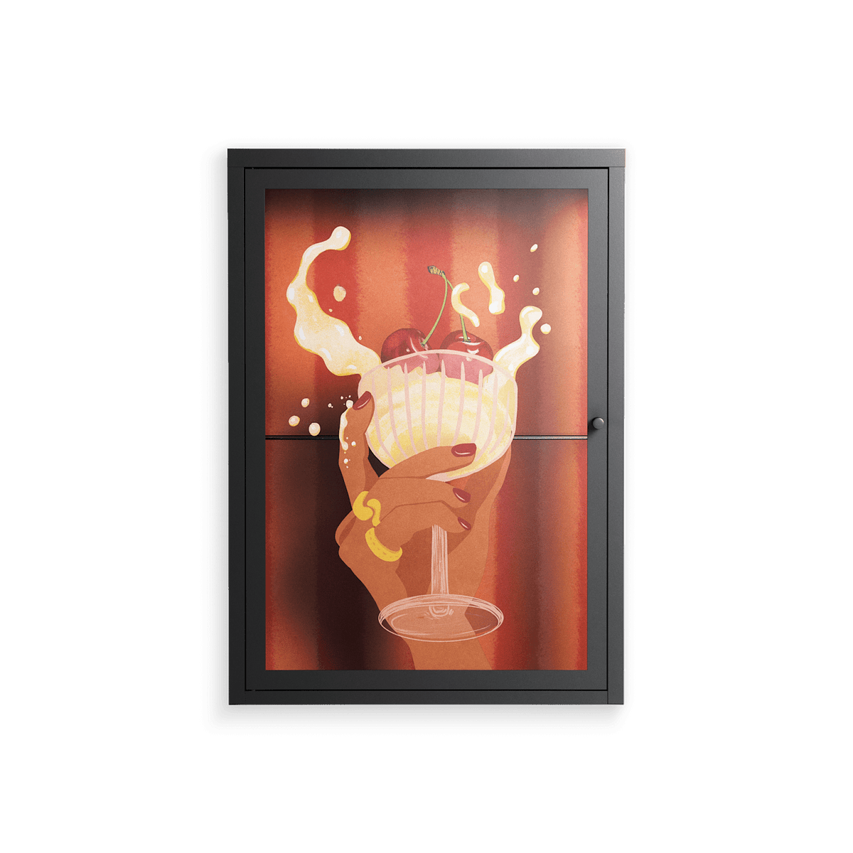 Drink And Cherries - Wall Cabinet - Raissa Oltmanns - Antracite - Overlay Glass