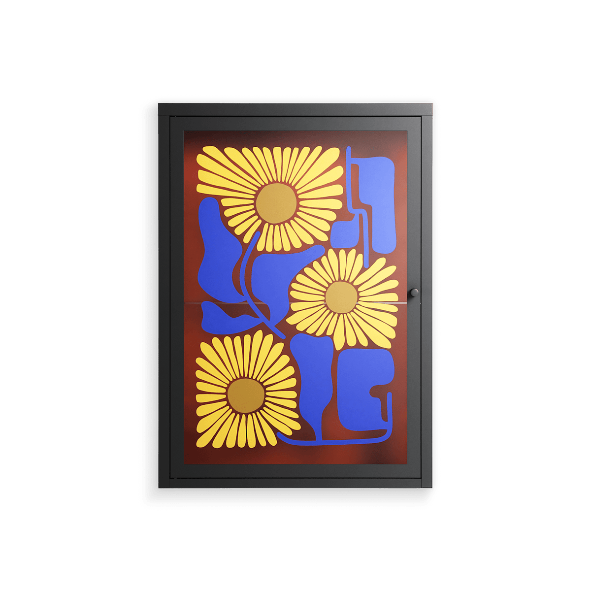 Sunflowers - Wall Cabinet - Sandra Hutter - Antracite - Overlay Glass