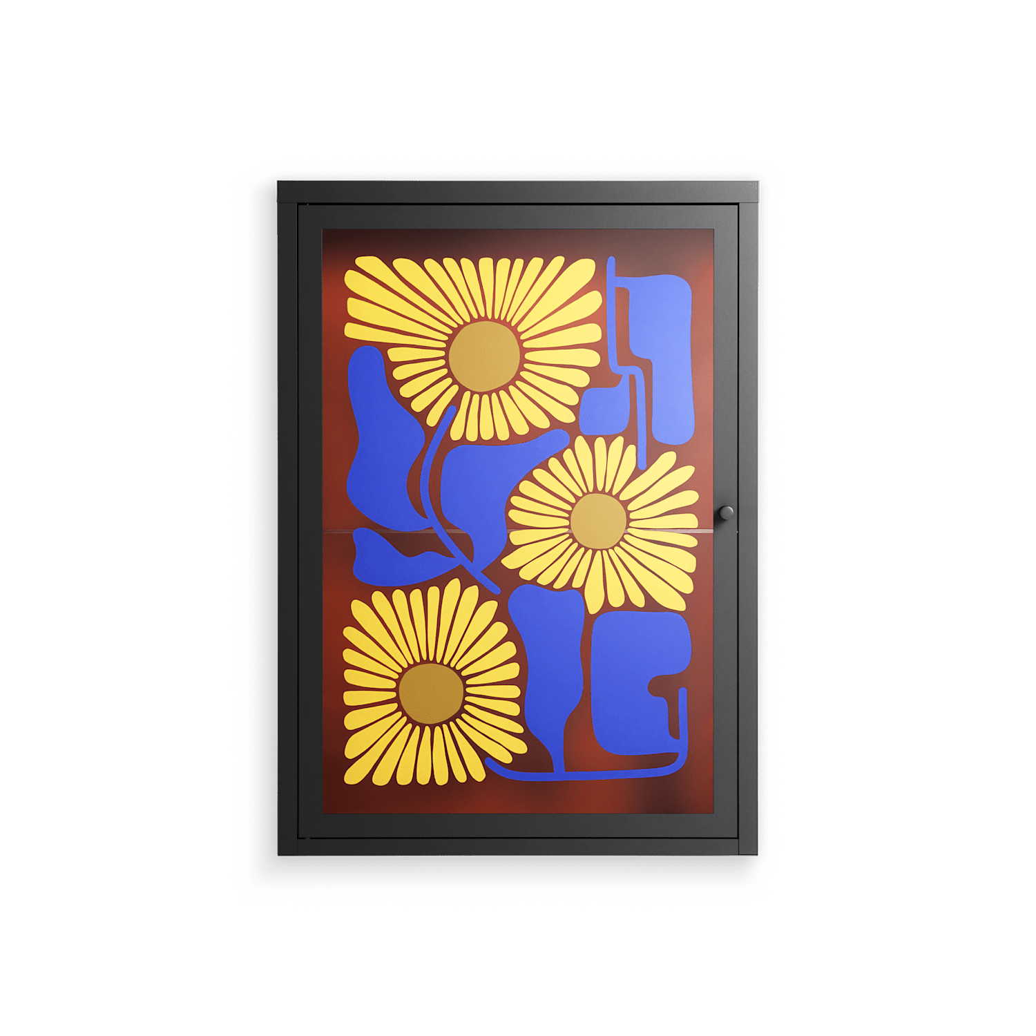 Sunflowers - Wall Cabinet - Sandra Hutter - Antracite - Overlay Glass