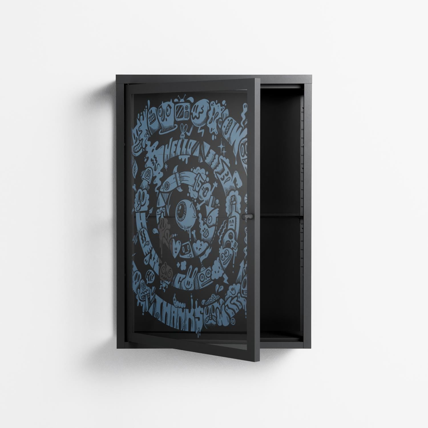 The Circles Of My Mind - Wall Cabinet - Craig Watkins - Antracite - Overlay Glass