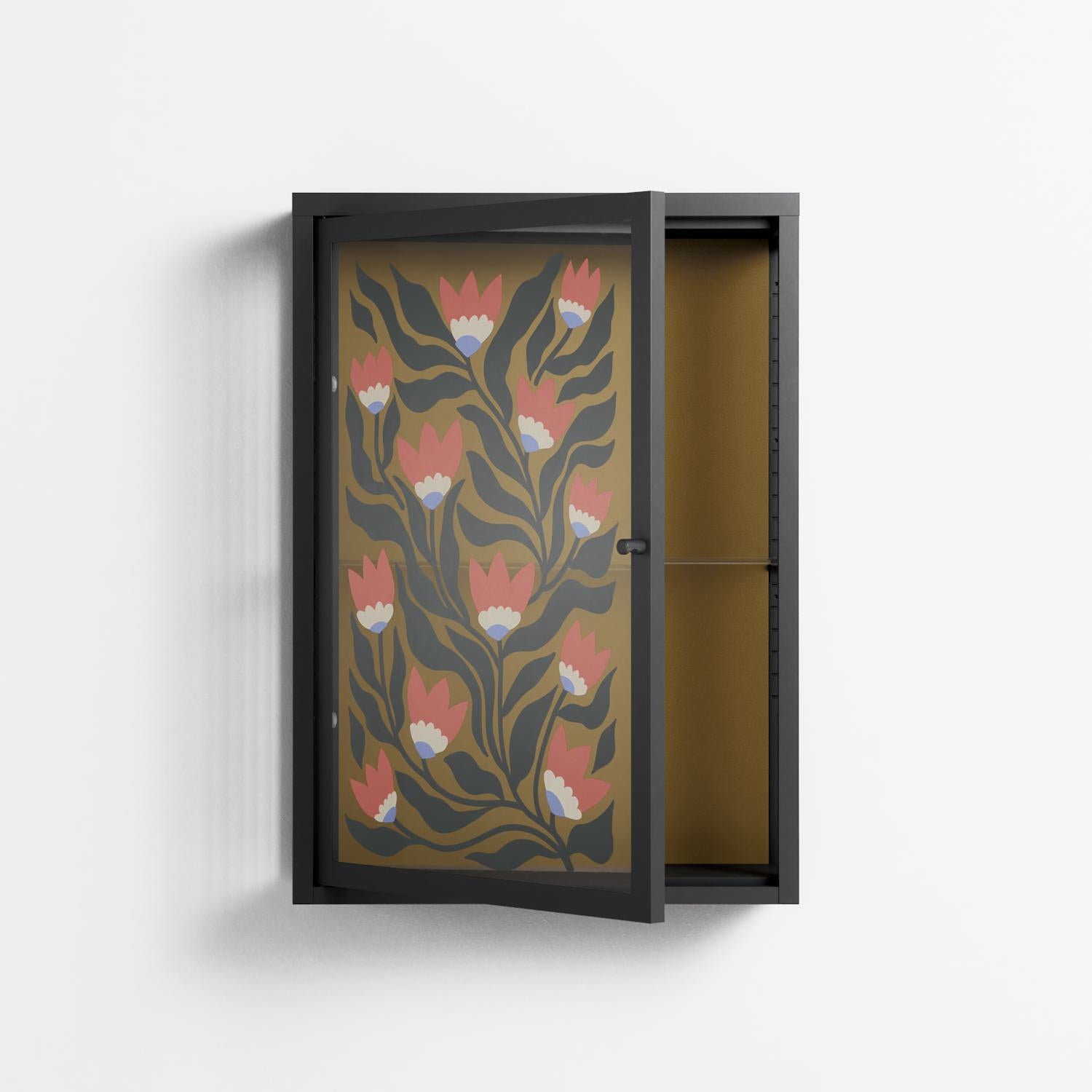 Blooming Folk Garden - Wall Cabinet - Sandra Hutter - Antracite - Overlay Glass
