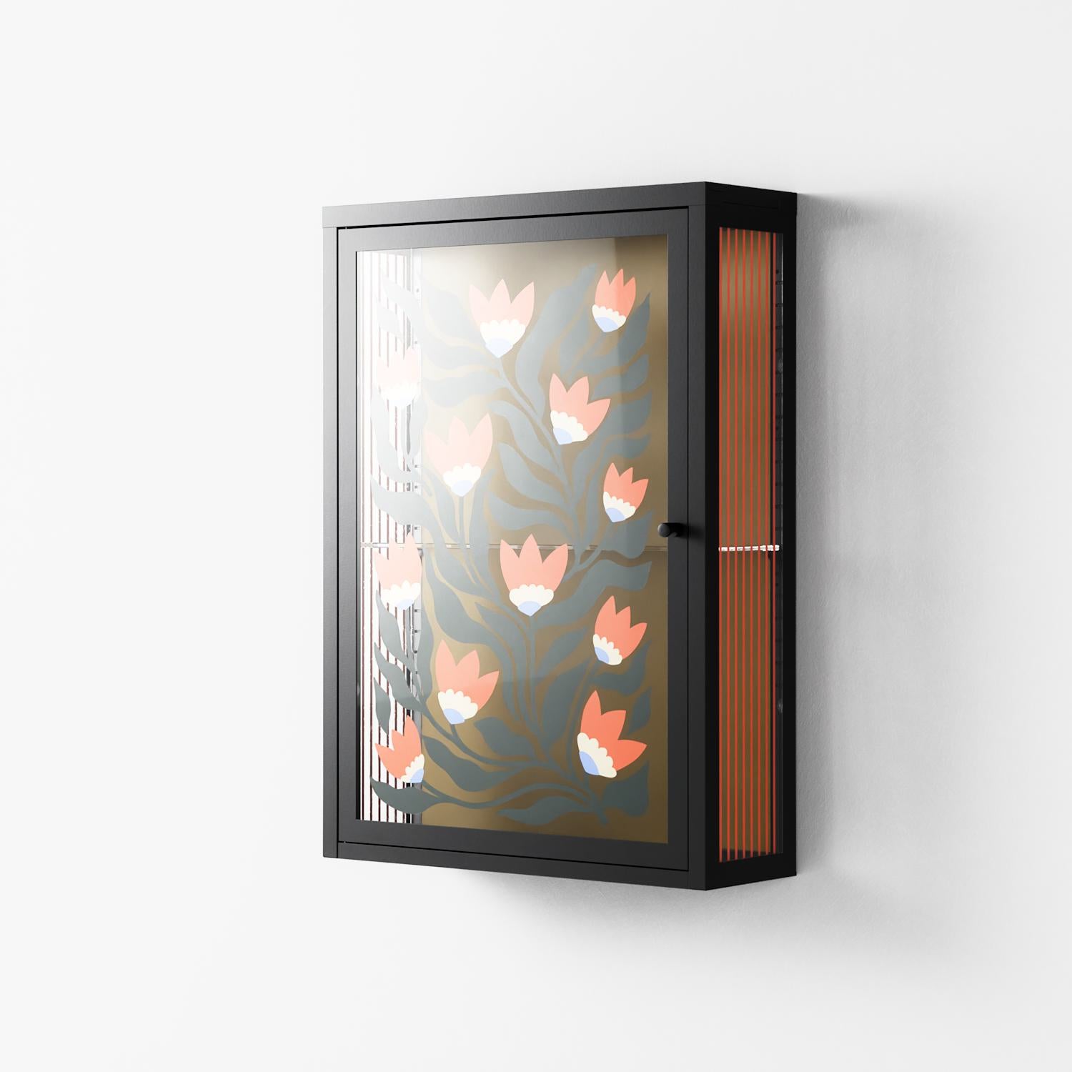 Blooming Folk Garden - Wall Cabinet - Sandra Hutter - Antracite - Overlay Glass