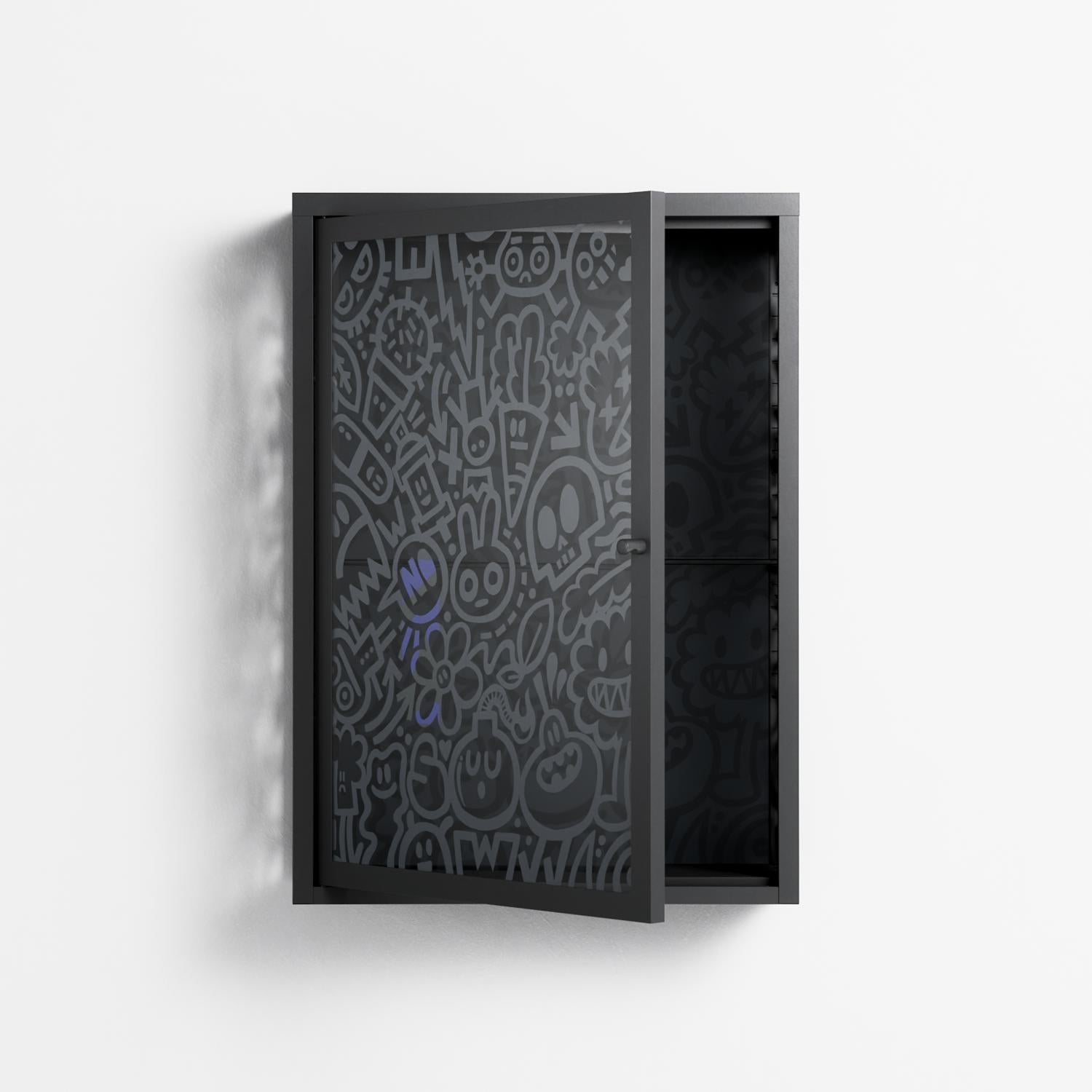 Thick Lines Good Times - Wall Cabinet - Craig Watkins - Antracite - Overlay Glass