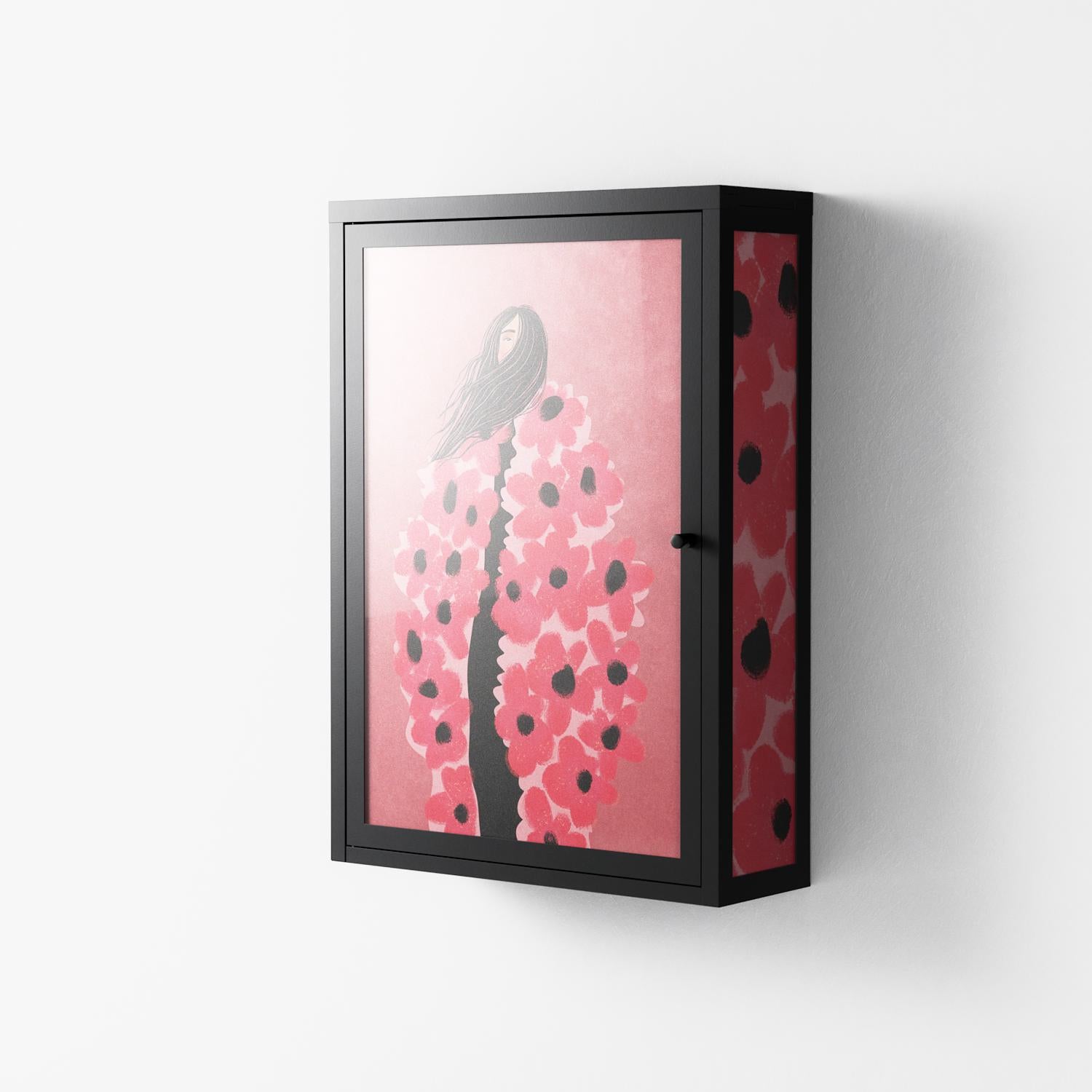Covered in Flowers - Wall Cabinet - Raissa Oltmanns - Antracite - Overlay Glass