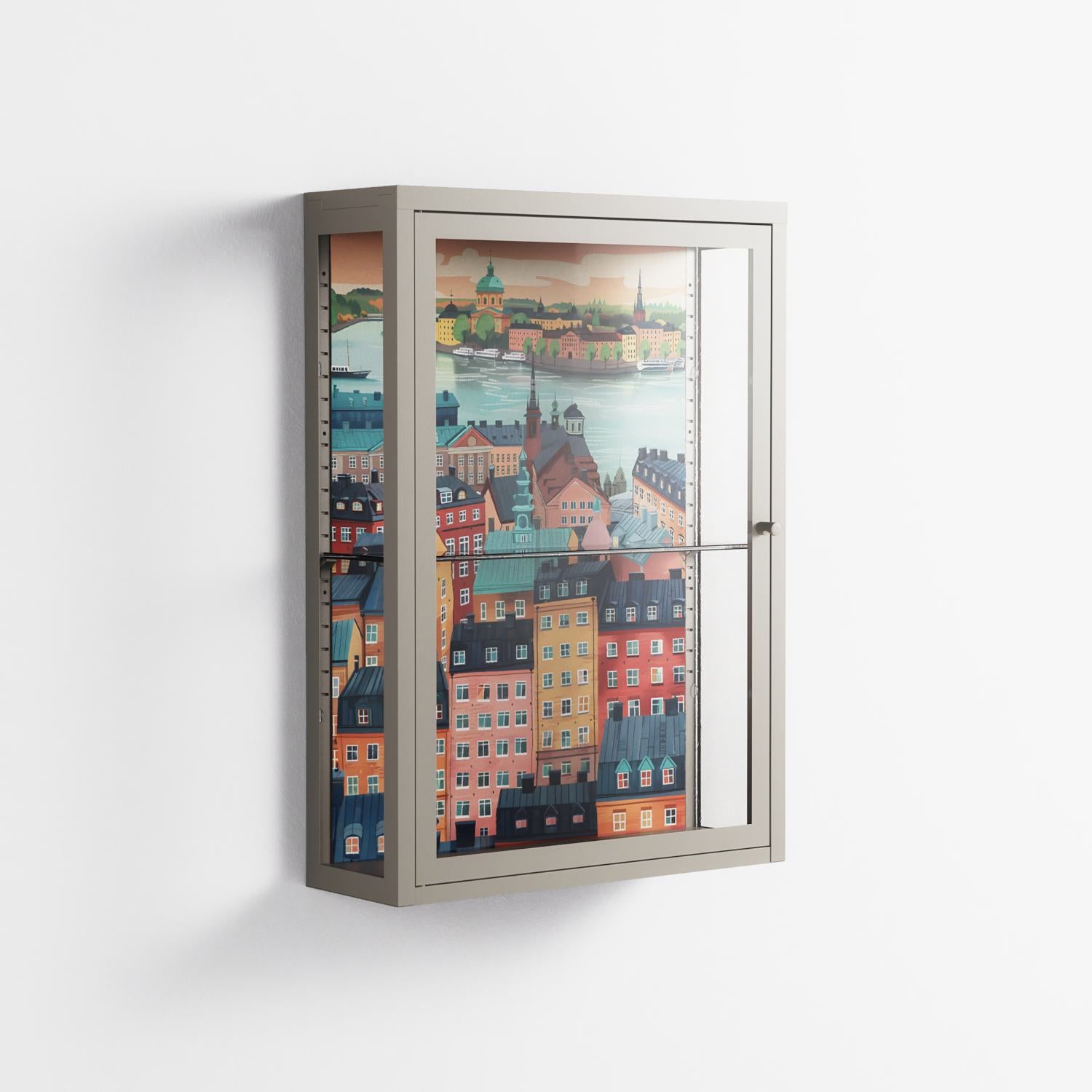 Gamla Stan - Wall Cabinet - Nur Rydberg - Pebble - Clear glass