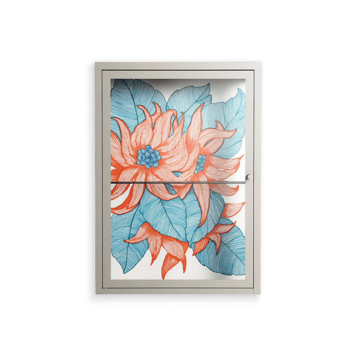 Big Orange Blooms 2 - Wall Cabinet - Katie O’Shea - Pebble - Clear glass