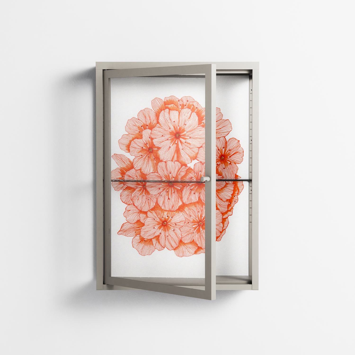 Orange Flowers 1 - Wall Cabinet - Katie O’Shea - Pebble - Clear glass
