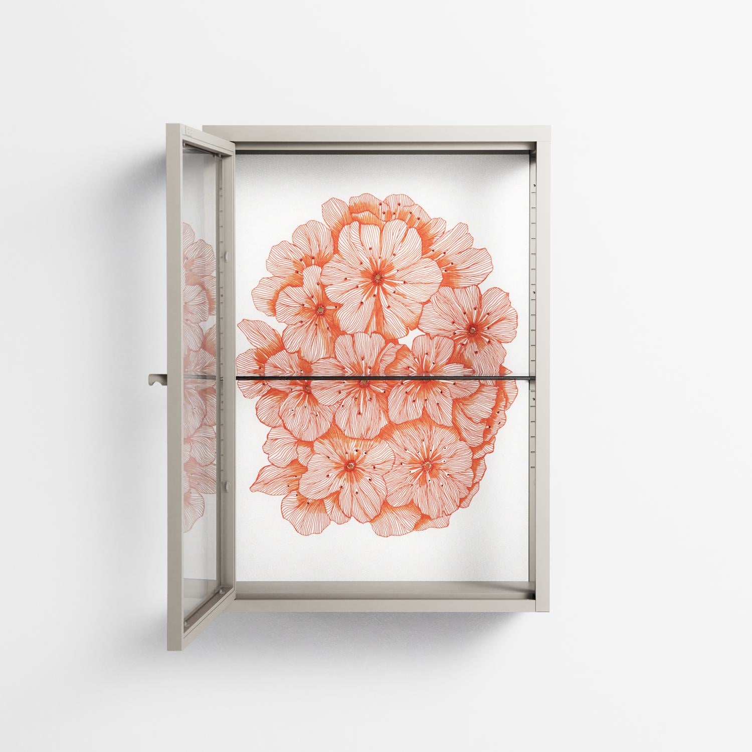 Orange Flowers 1 - Wall Cabinet - Katie O’Shea - Pebble - Clear glass