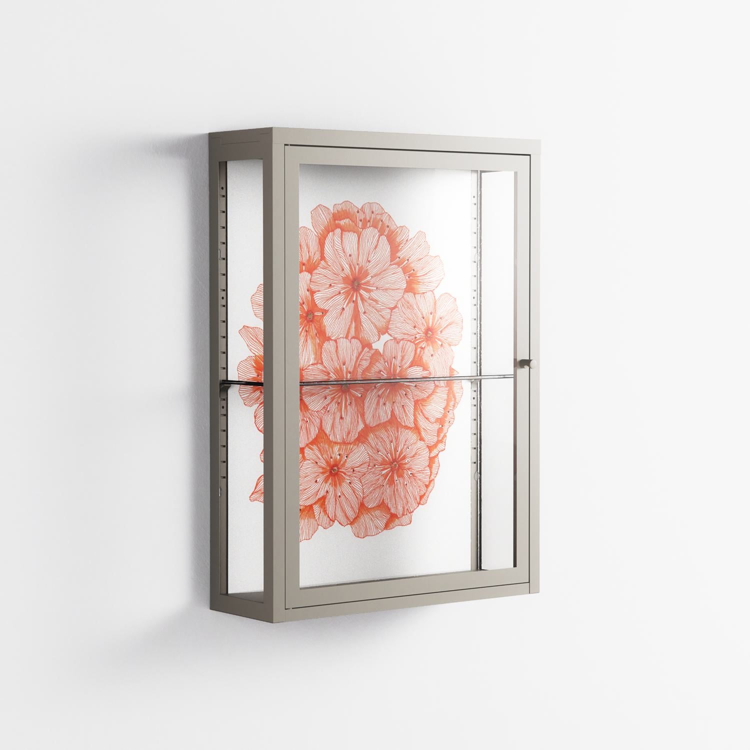 Orange Flowers 1 - Wall Cabinet - Katie O’Shea - Pebble - Clear glass