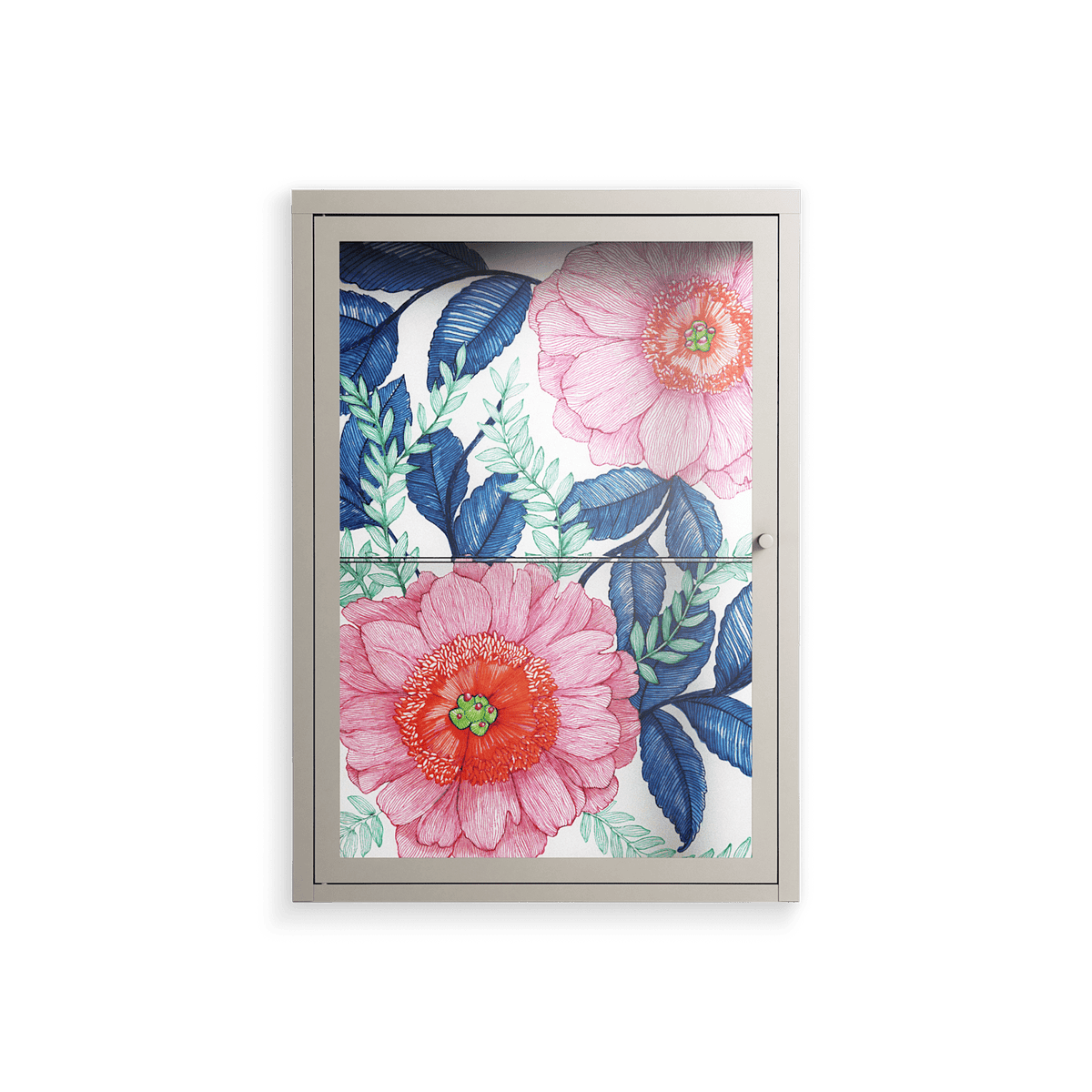 Pink Anemones - Wall Cabinet - Katie O’Shea - Pebble - Clear glass