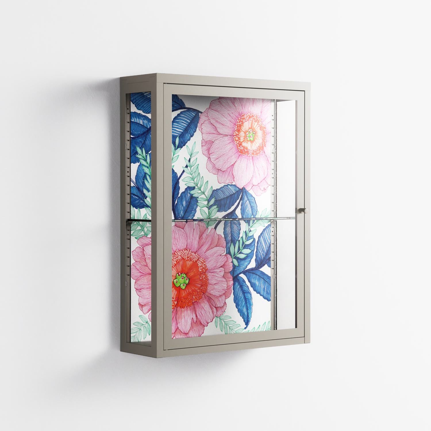 Pink Anemones - Wall Cabinet - Katie O’Shea - Pebble - Clear glass