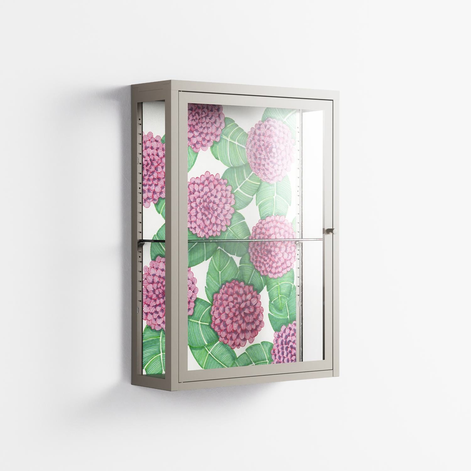Pink Floras - Wall Cabinet - Katie O’Shea - Pebble - Clear glass