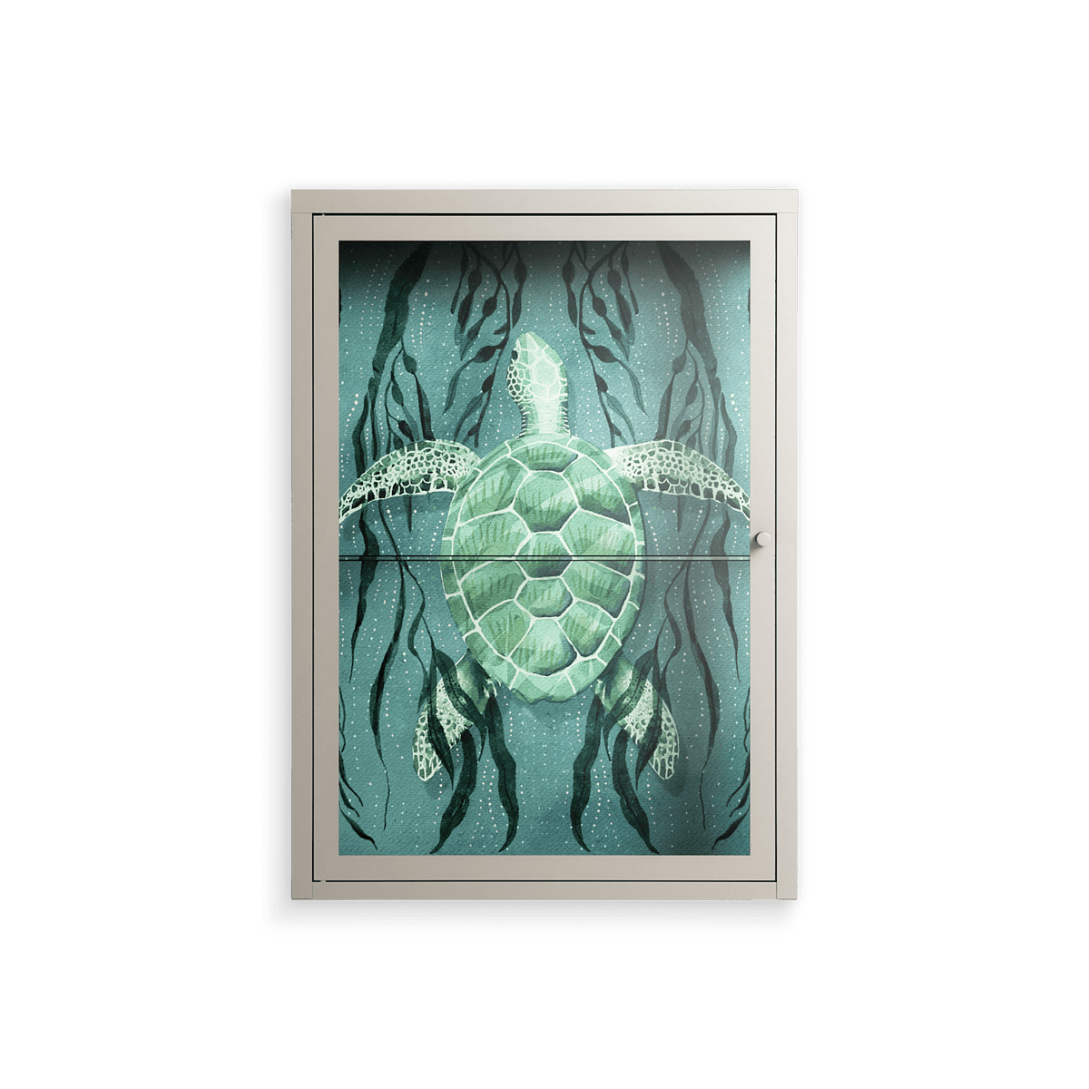 Turtle With Kelp - Wall Cabinet - Katie O’Shea - Pebble - Clear glass