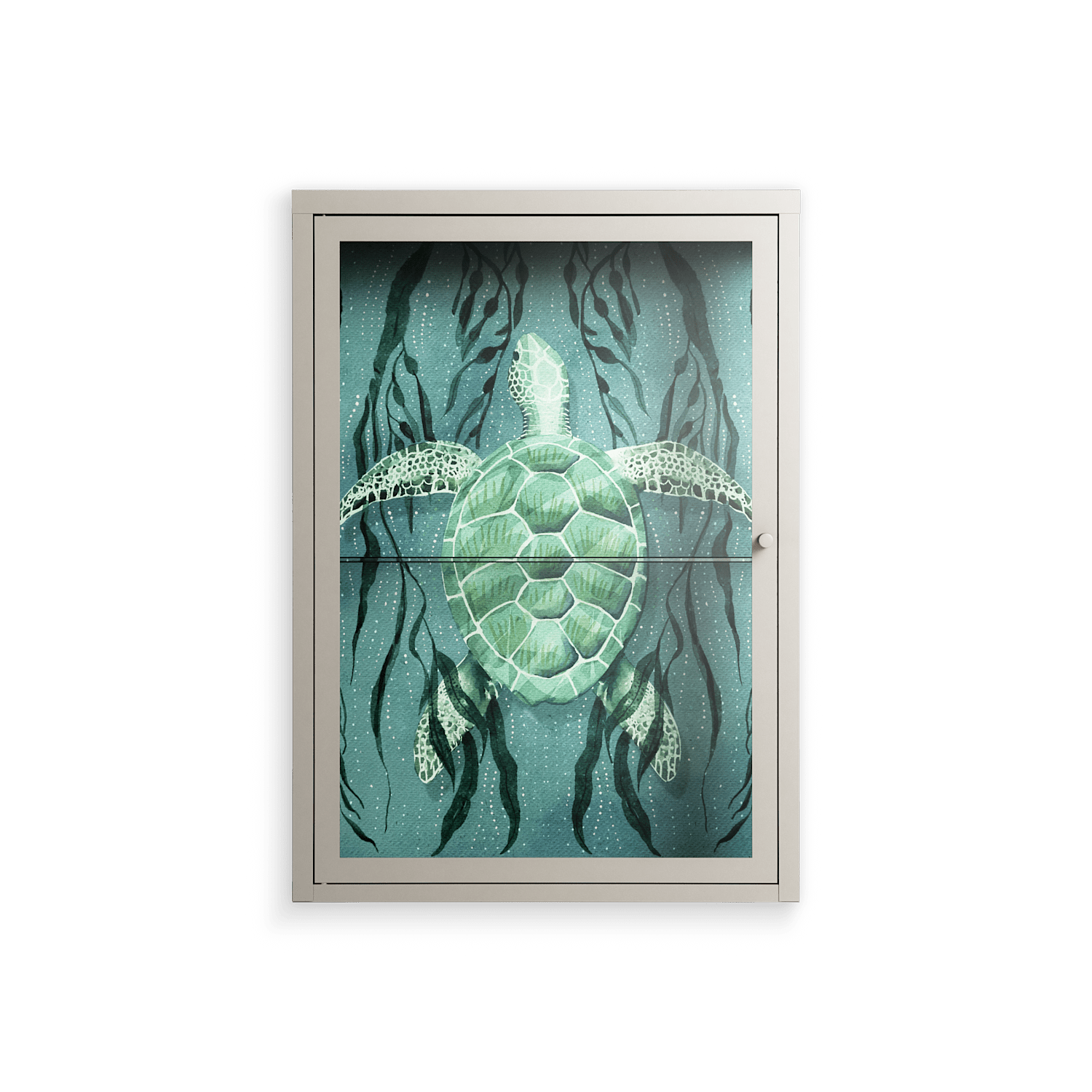 Turtle With Kelp - Wall Cabinet - Katie O’Shea - Pebble - Clear glass
