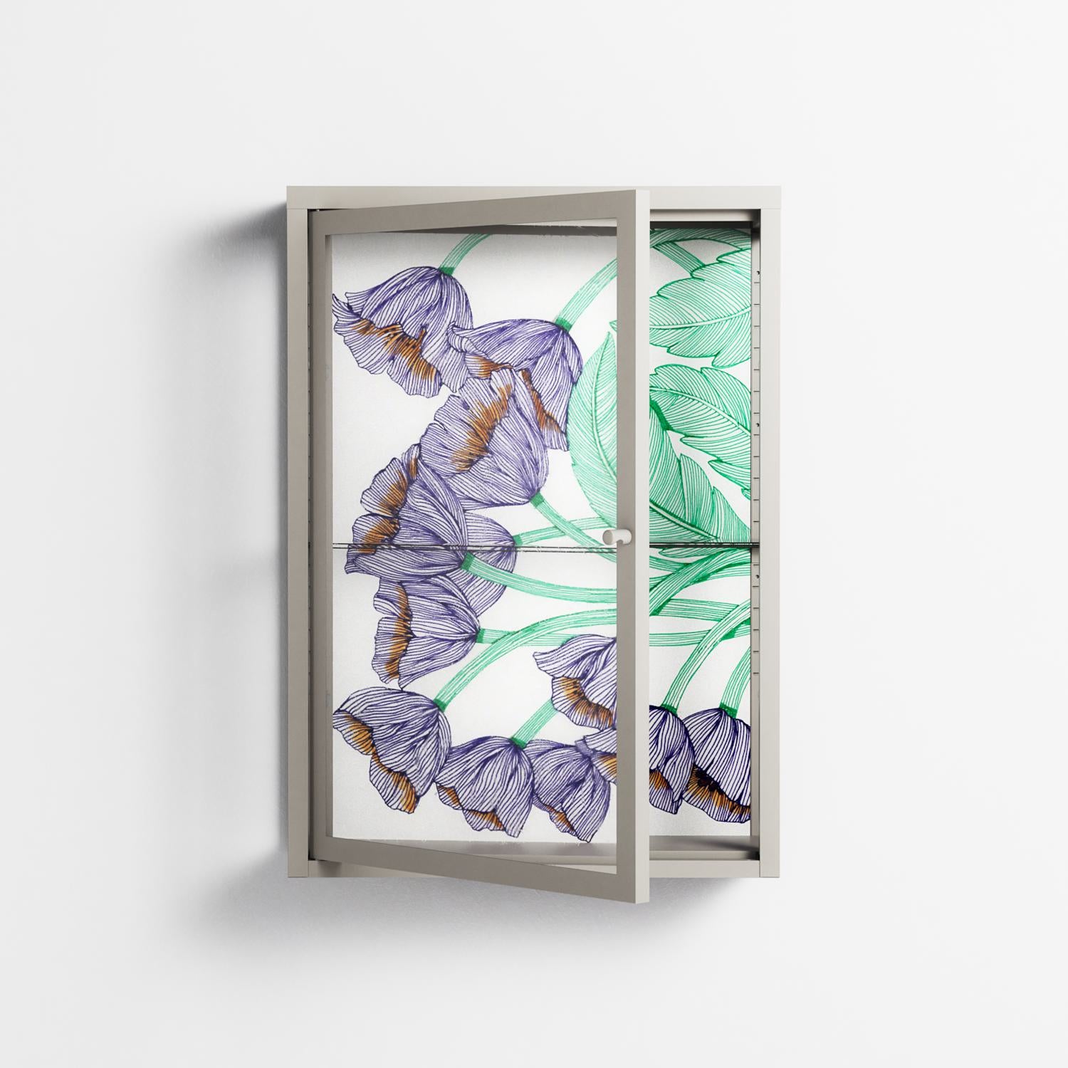 Tulips Purple - Wall Cabinet - Katie O’Shea - Pebble - Clear glass