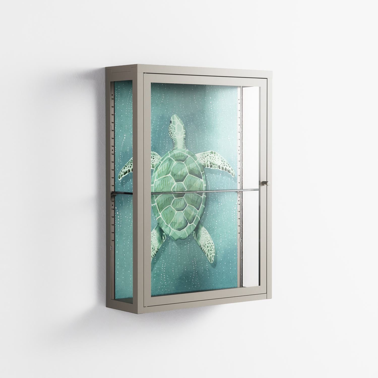 Turtle Without Kelp - Wall Cabinet - Katie O’Shea - Pebble - Clear glass
