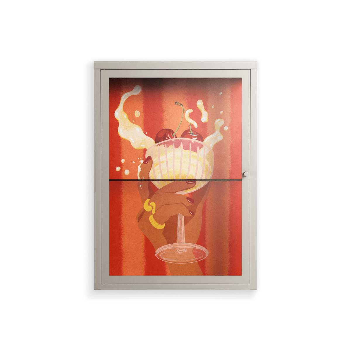 Drink And Cherries - Wall Cabinet - Raissa Oltmanns - Pebble - Clear glass